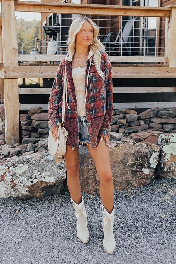 Falling Leaves And Lattes Plaid Lightweight Jacket Product Image