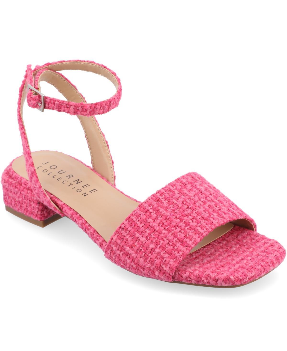 Journee Adleey Women's Tru Comfort Foam Tweed Low Block Heel Sandals, Size: 7.5, Black Product Image