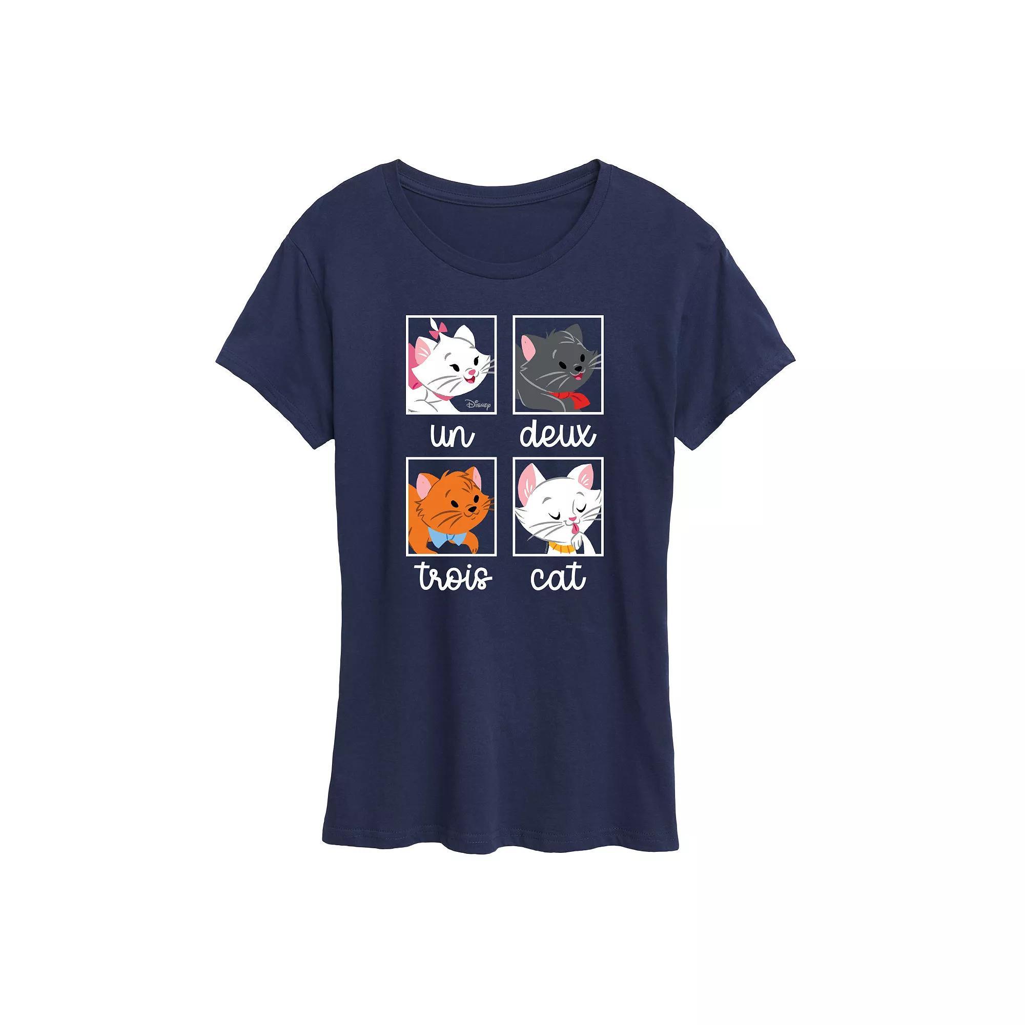 Disney's The Aristocats Women's Un Deux Trois Cat Graphic Tee, Girl's, Size: XL, Blue Product Image