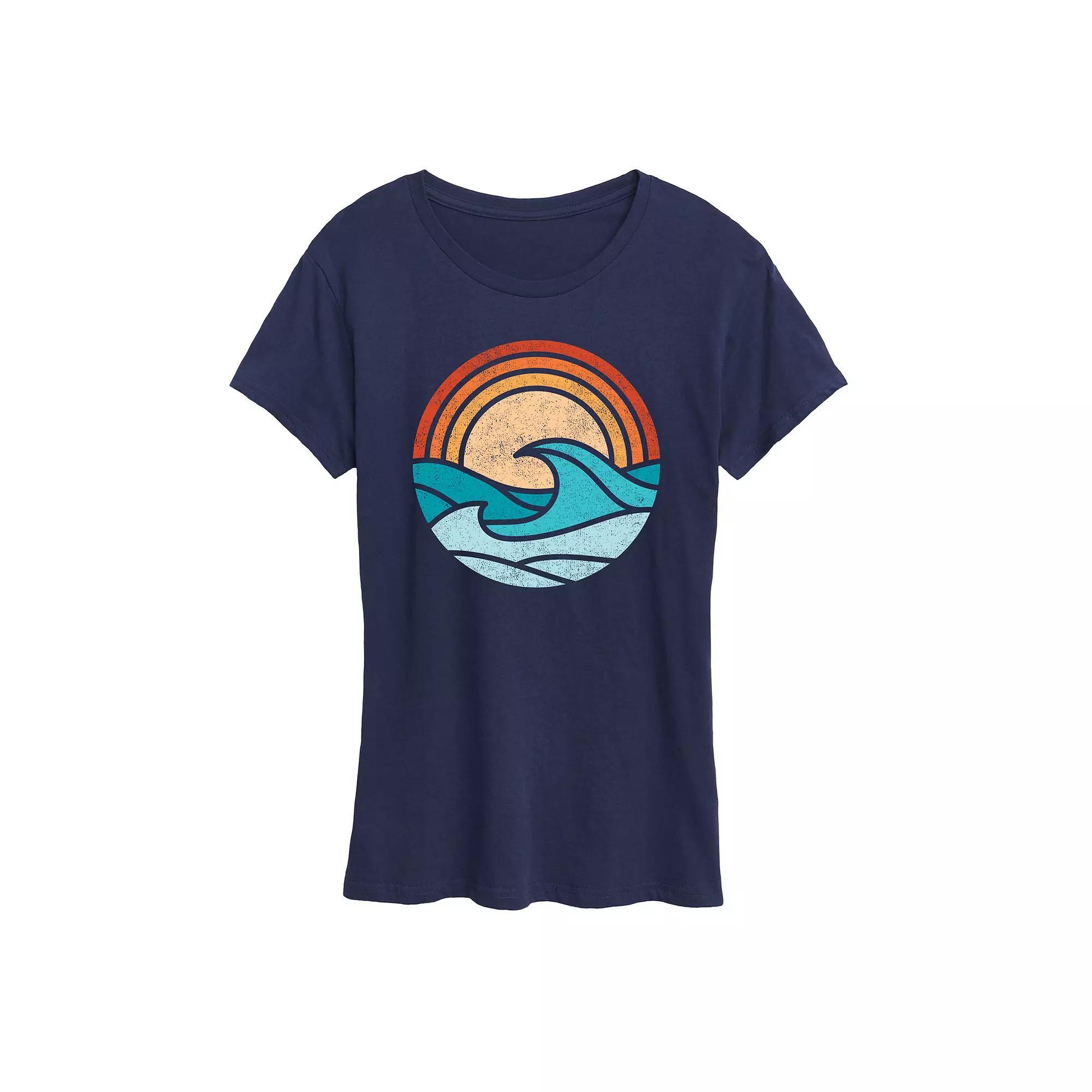 Womens Wave Scene Graphic Tee Blue Product Image