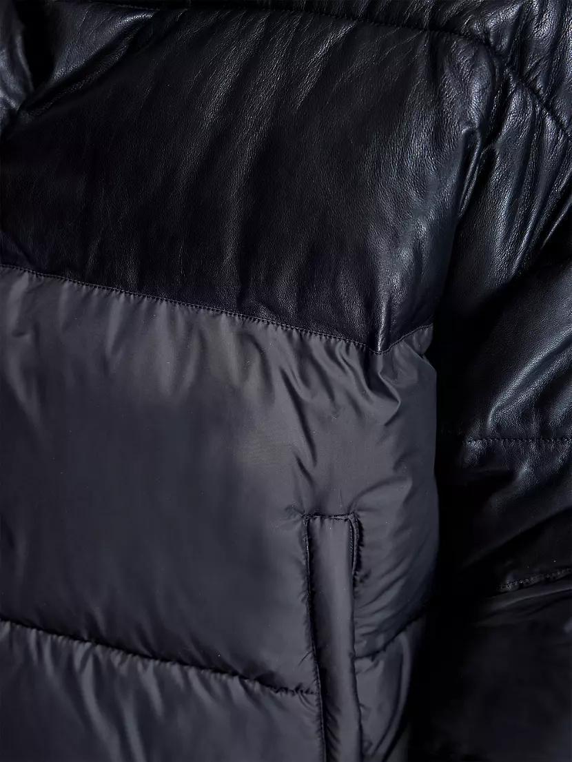 Men's Leather Puffer Jacket Product Image