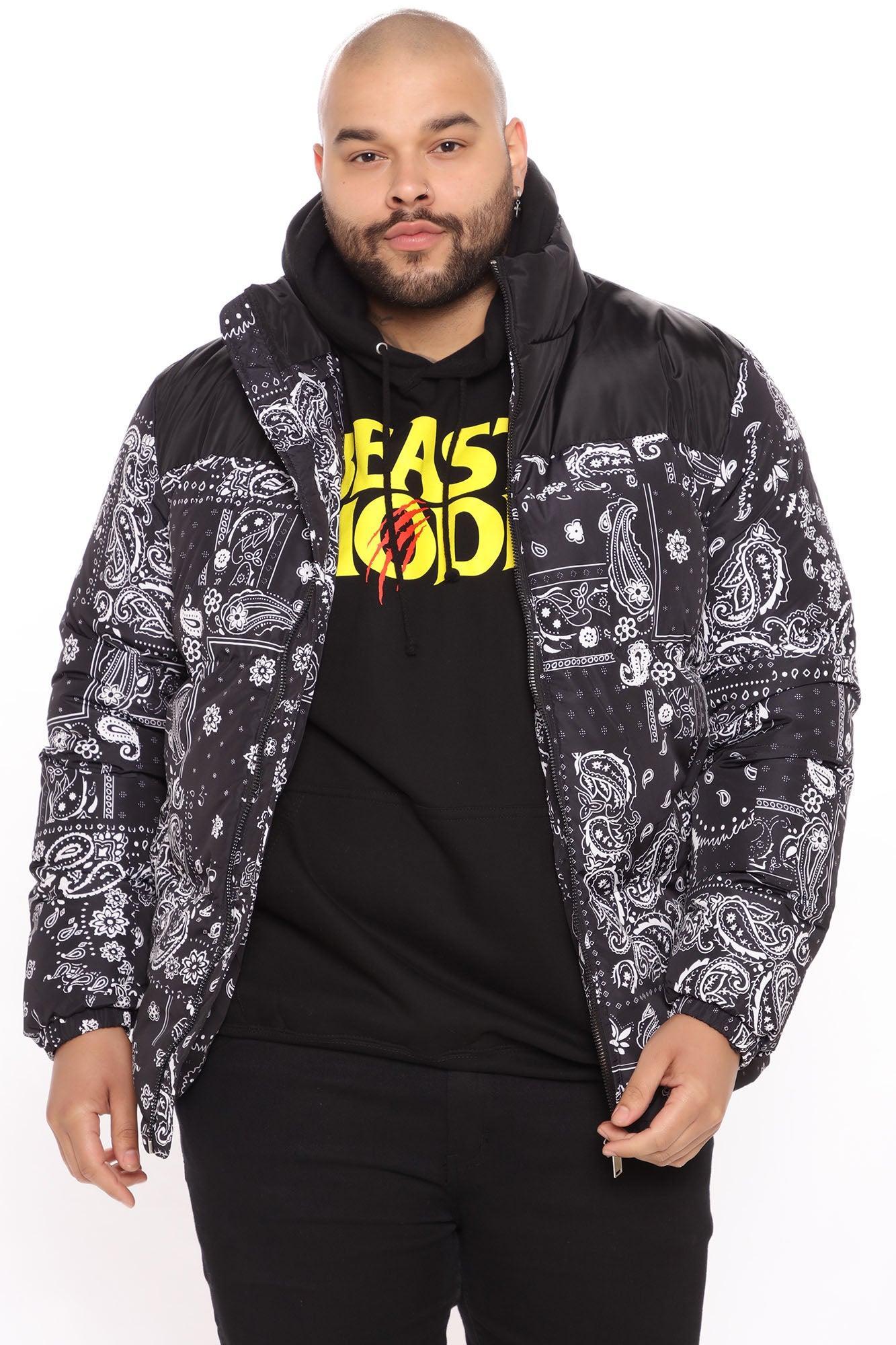 Paisley Puffer Jacket - Black Product Image