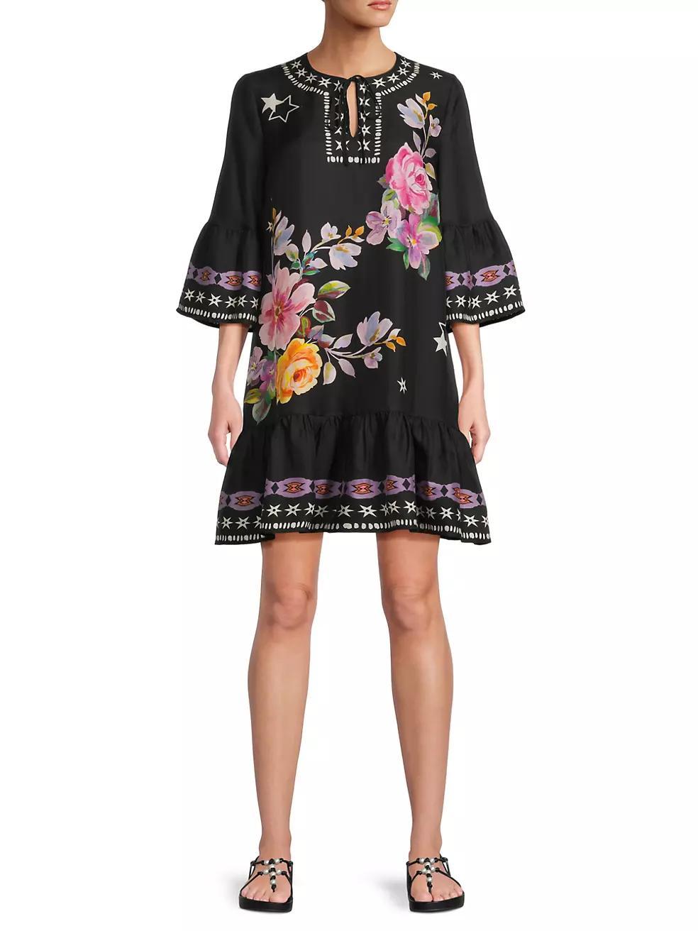 Hailee Floral Bell-Sleeve Minidress Product Image