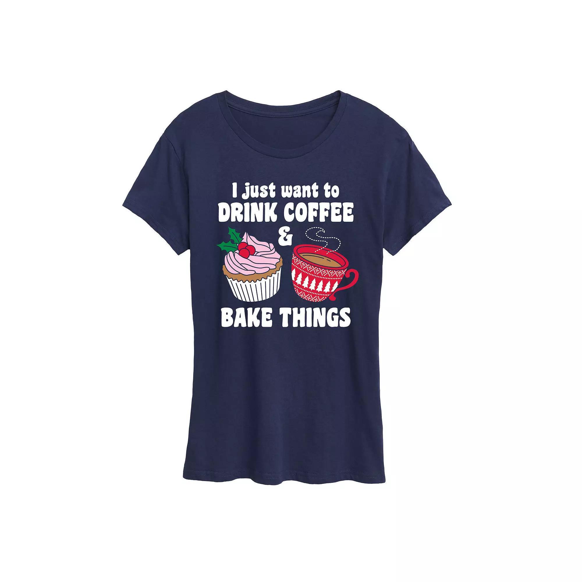 Women's Drink Coffee Bake Things Graphic Tee, Girl's, Size: Large, Blue Product Image