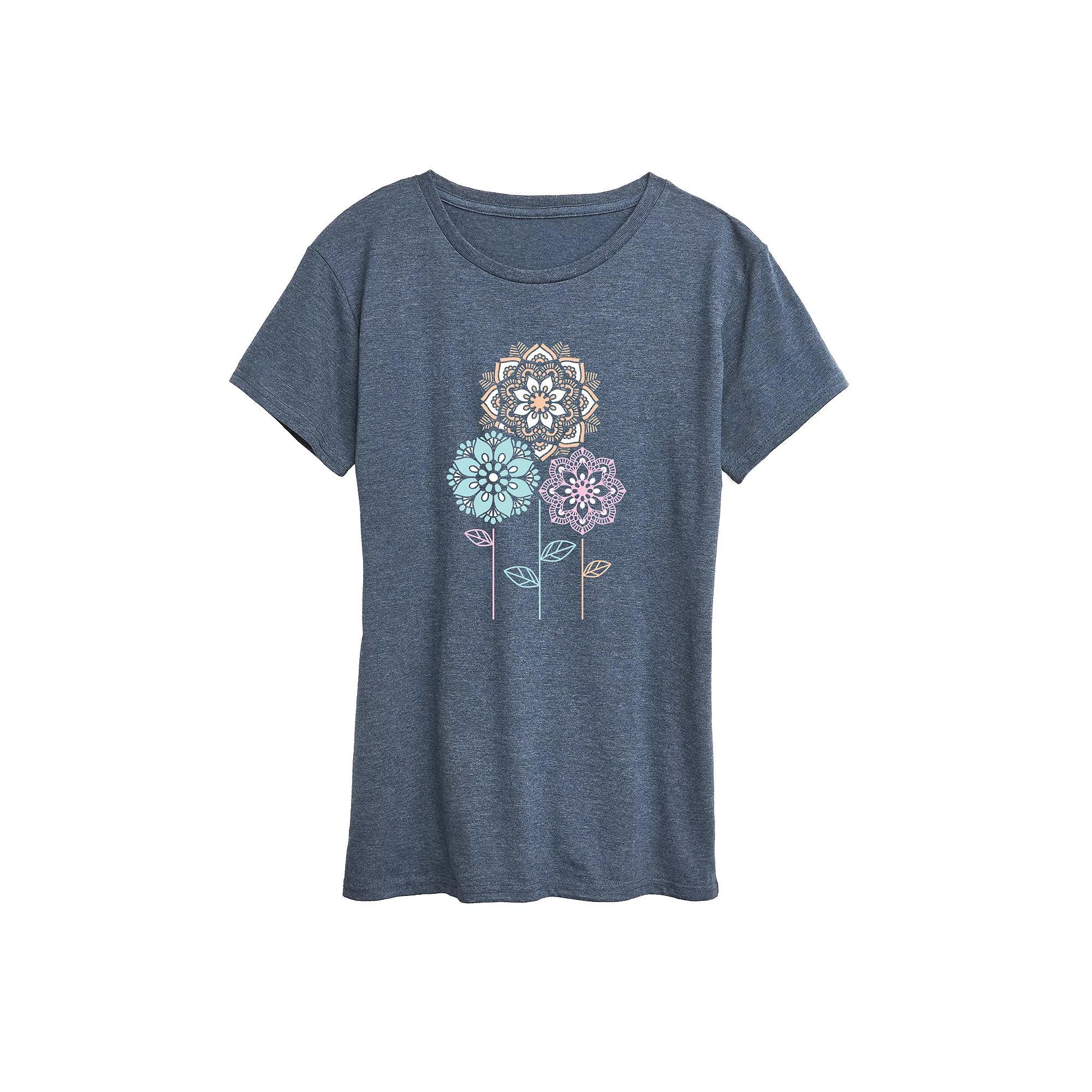 Womens Mandala Flowers Graphic Tee, Girls Product Image