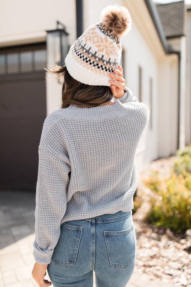 Chill Retreat Grey Waffle Cardigan Product Image