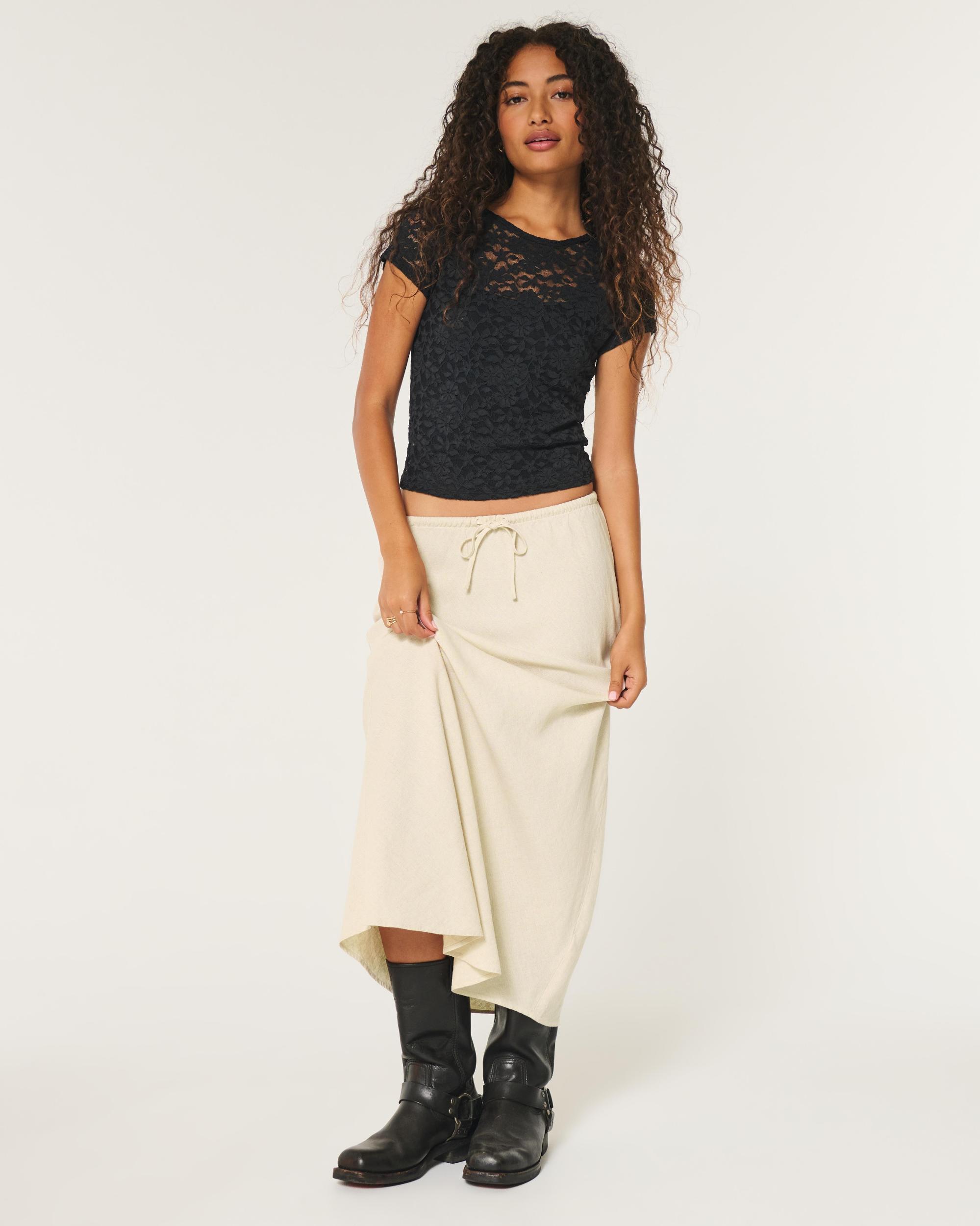 Linen Blend Maxi Skirt Product Image