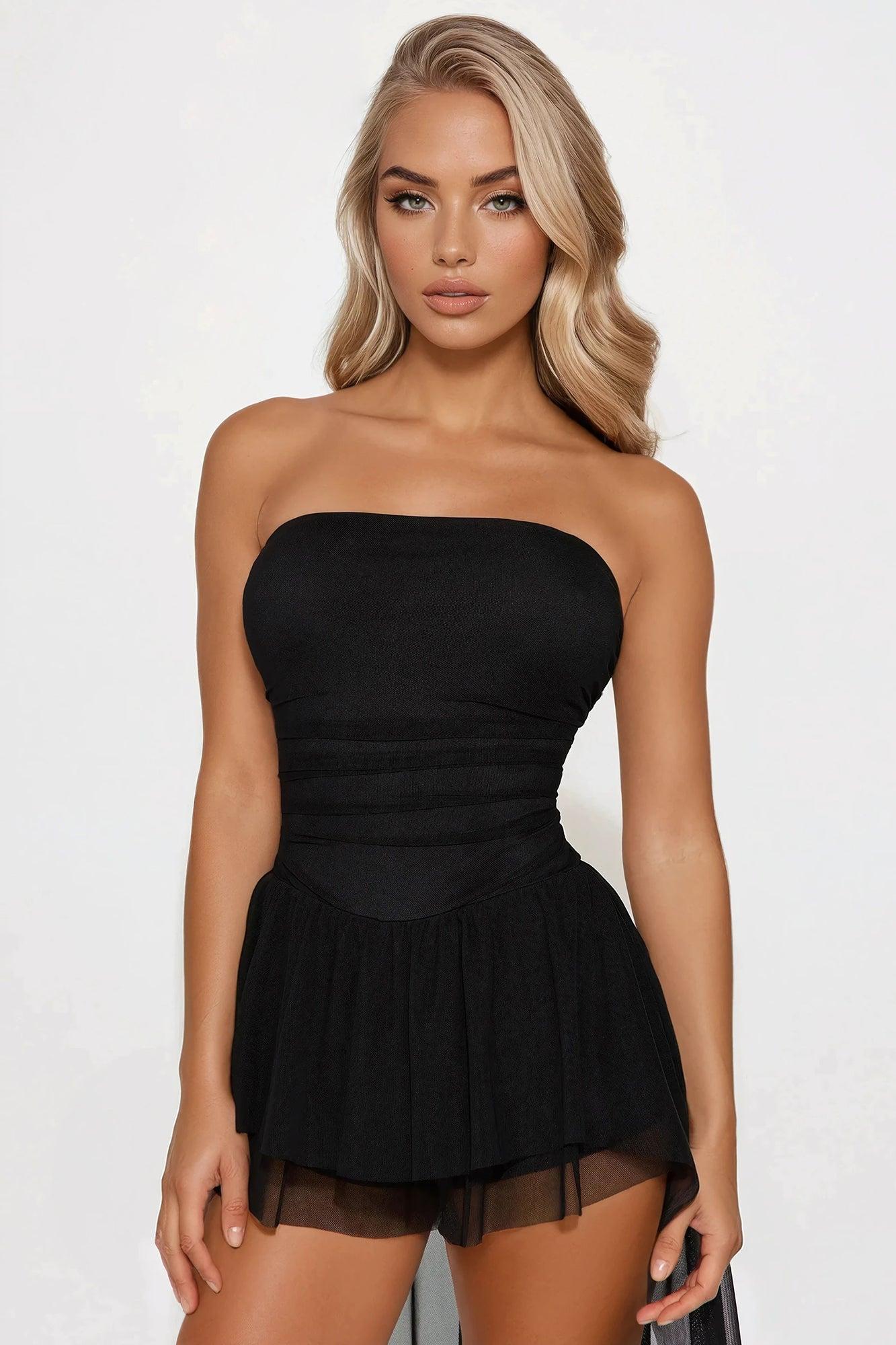 Yours Truly Mesh High Low Romper - Black Product Image