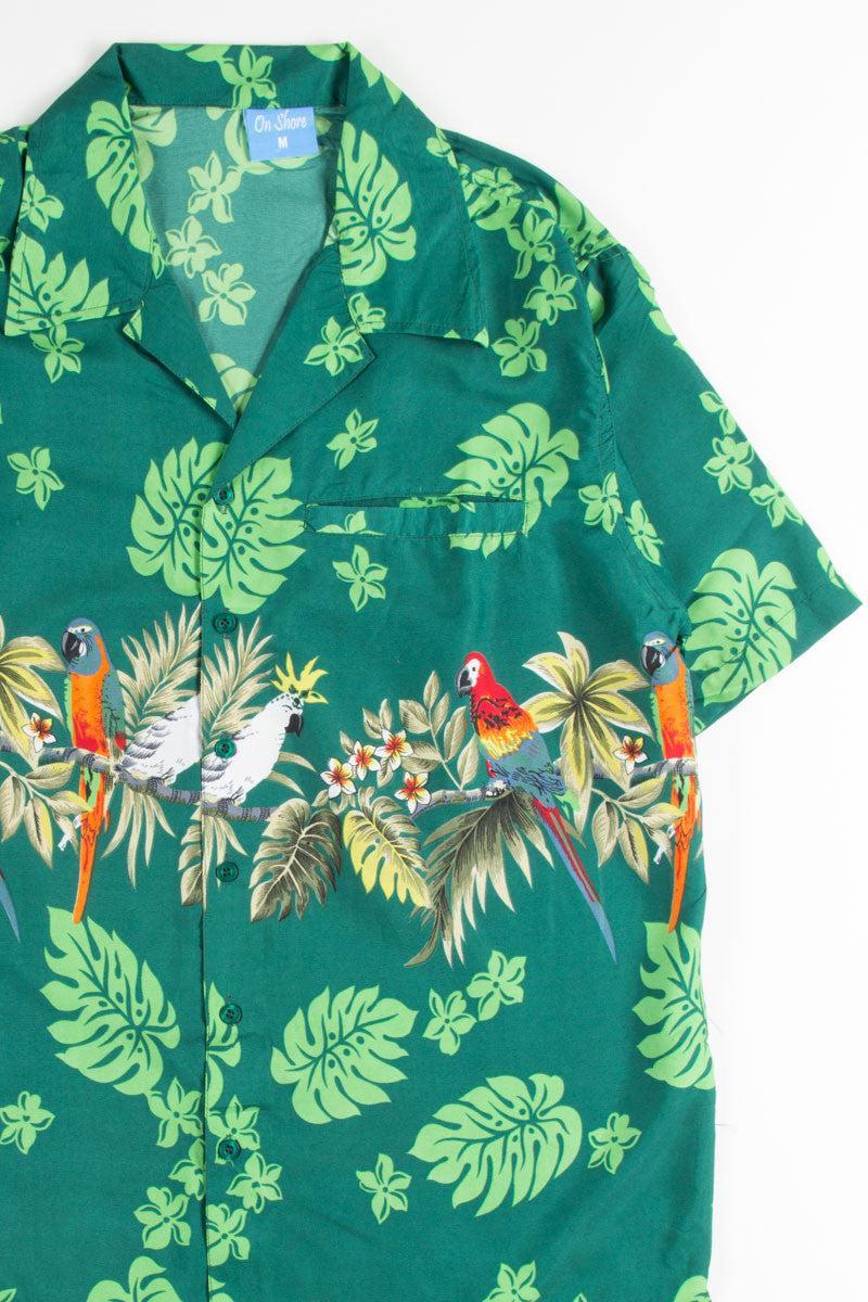Green Tropical Parrot Hawaiian Shirt Product Image
