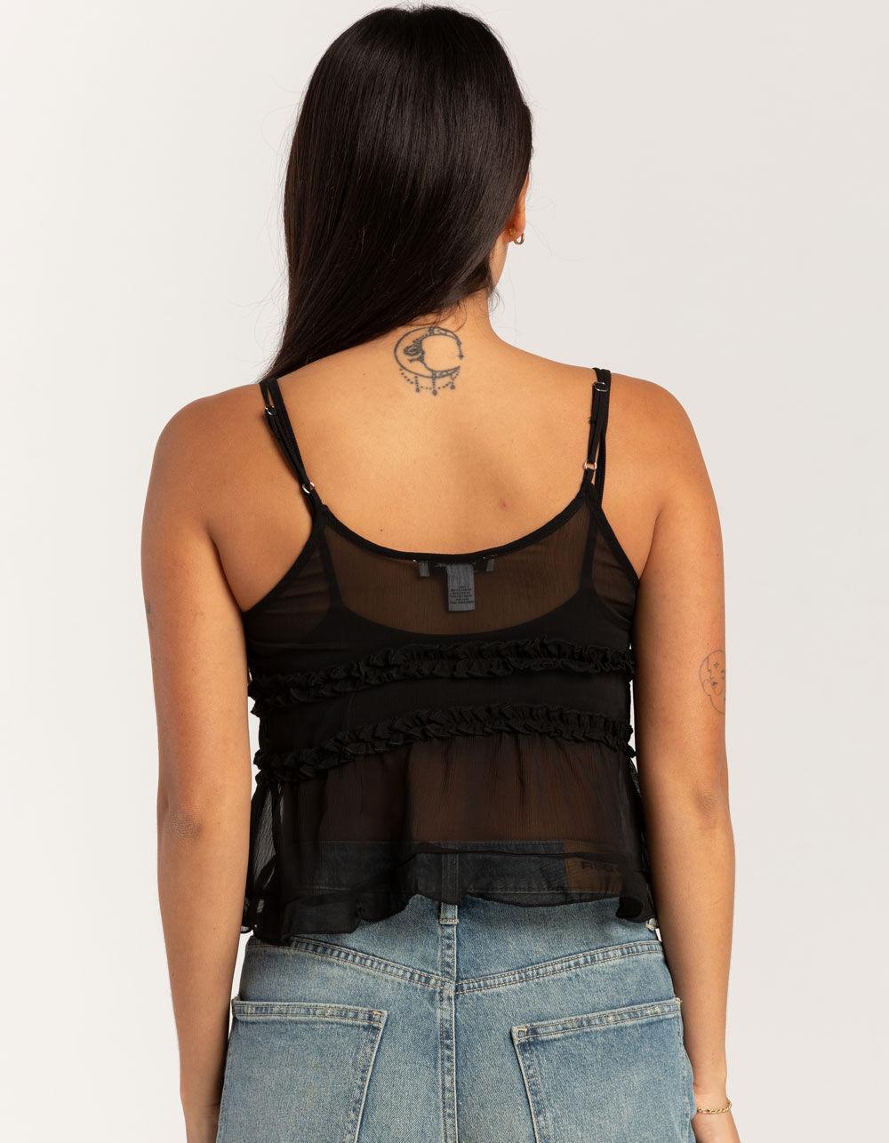 RSQ Womens Ruffle Tier Flyaway Top - BLACK Product Image