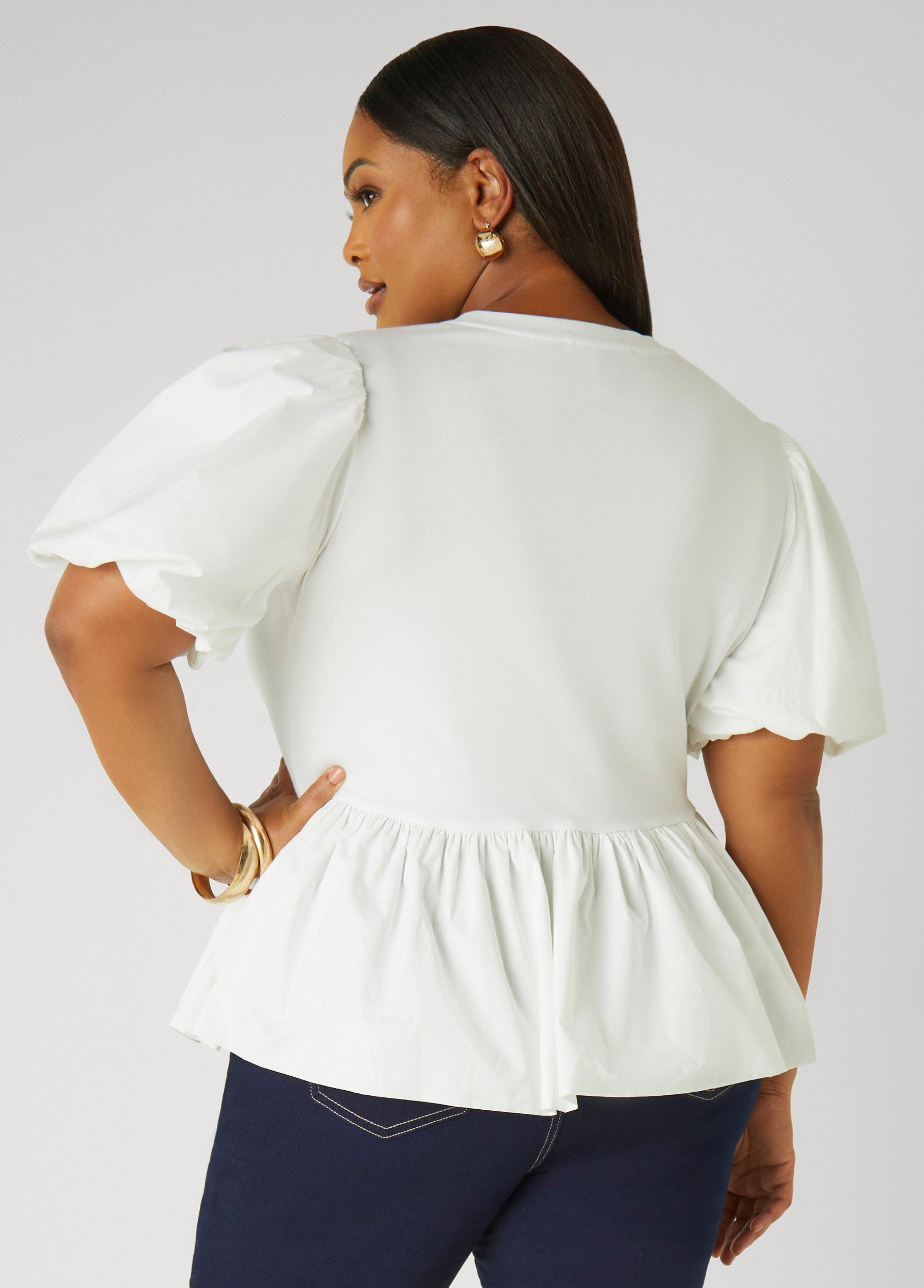 Puff Sleeved Peplum Tee Product Image