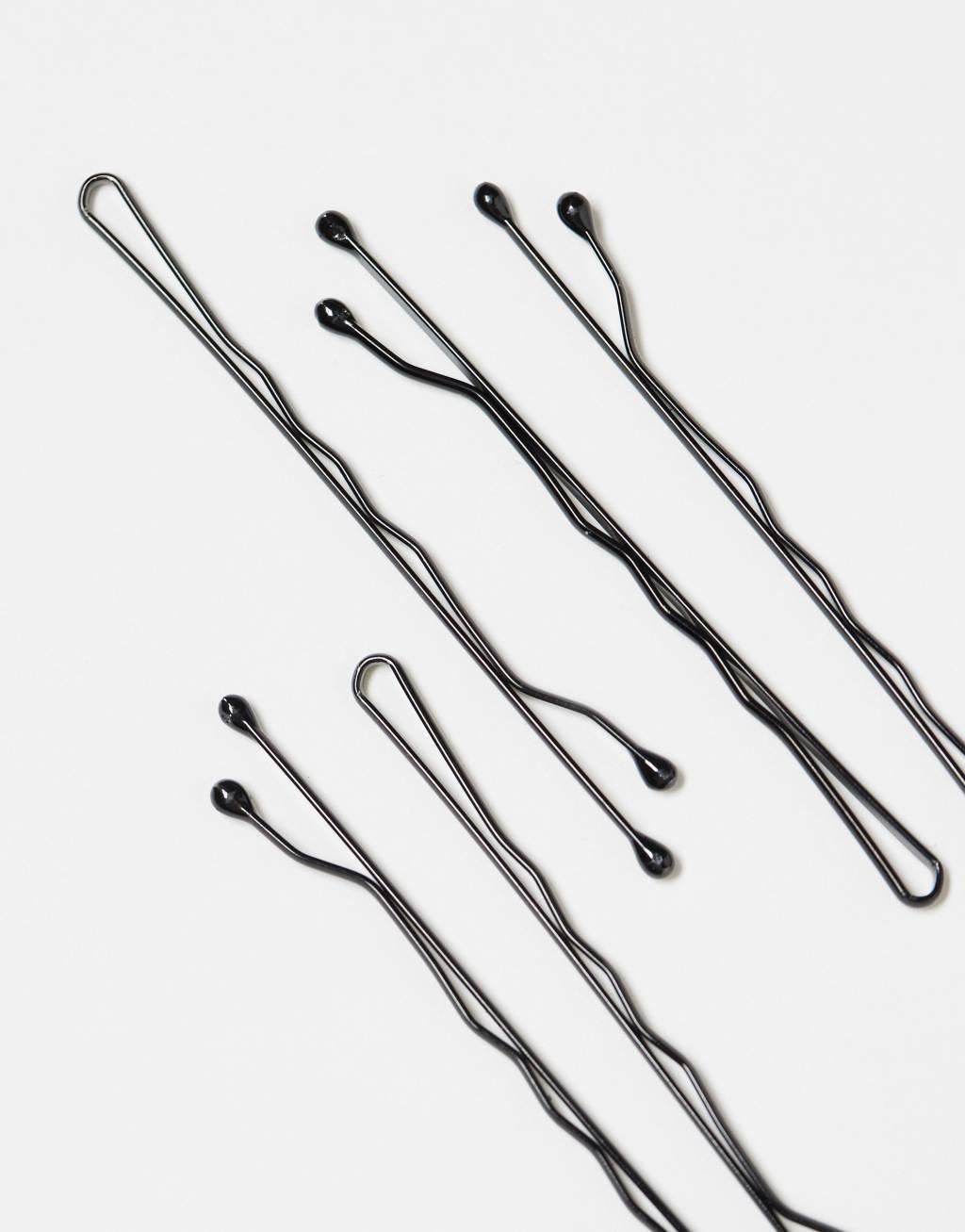 Pieces hair pin card in black Product Image