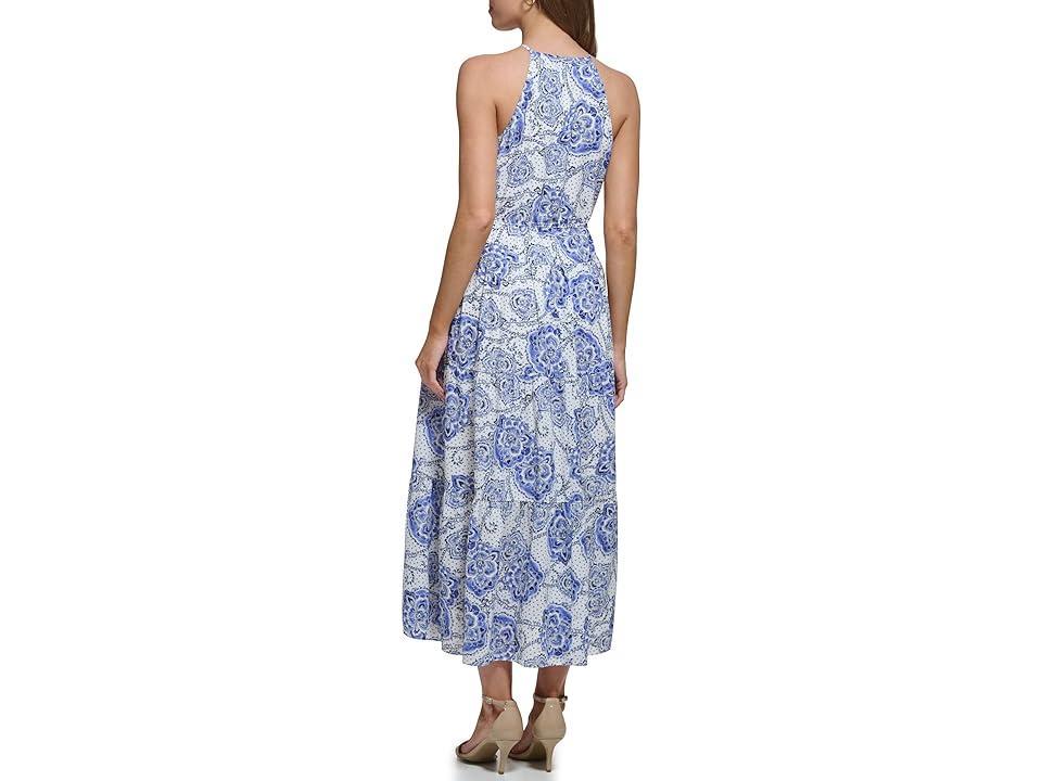 Tommy Hilfiger Pleated Button Front Maxi Dress (Ivory/Carmine Rose) Women's Dress Product Image