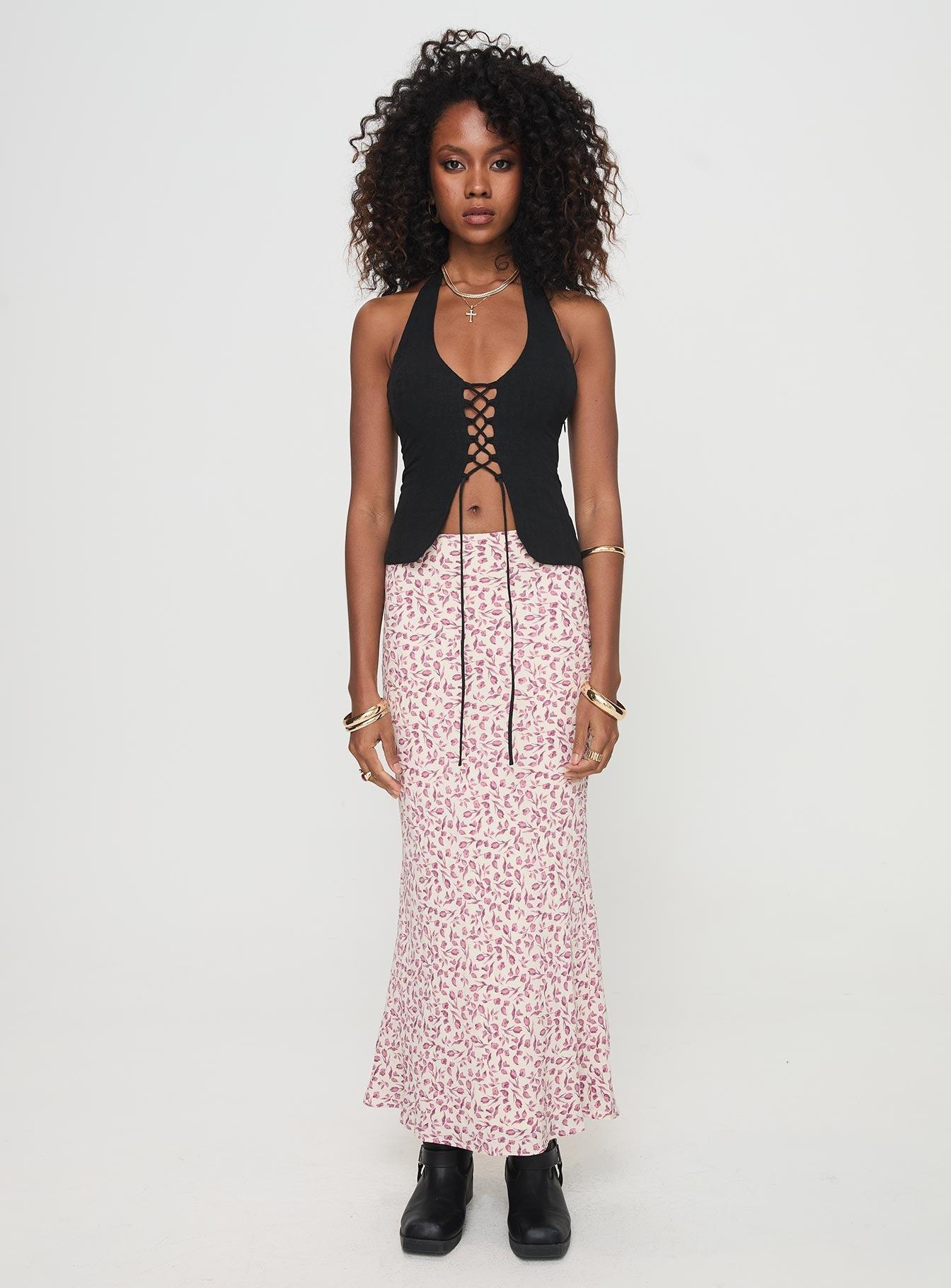 Mariposa Maxi Skirt Beige Floral Product Image