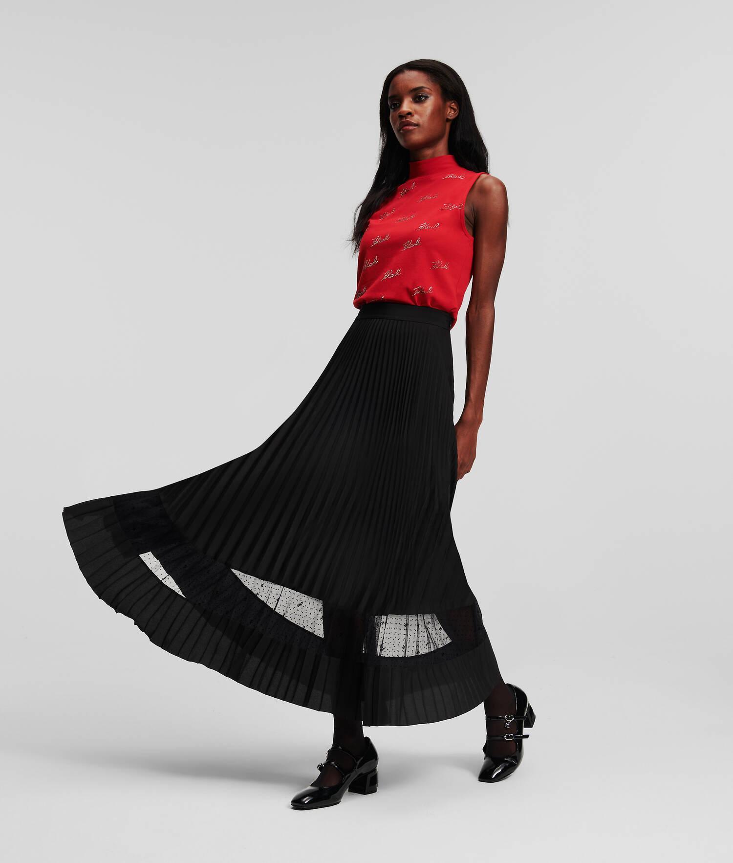 KL MONOGRAM PLEATED MIDI SKIRT Product Image
