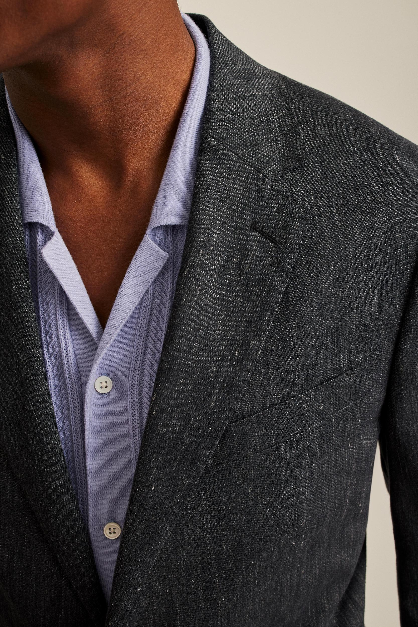Italian Stretch Linen Suit Jacket Product Image