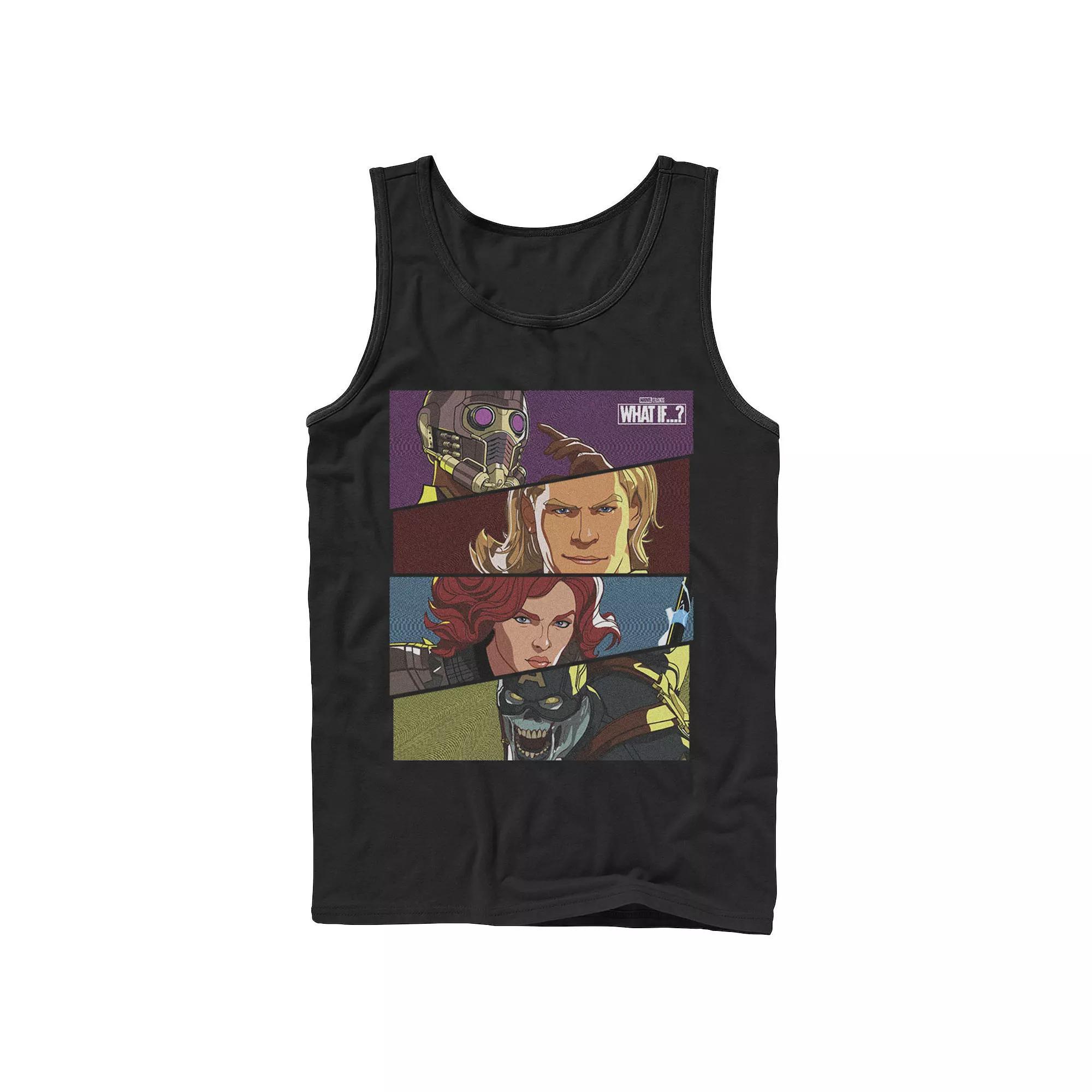 Men's Marvel What If Hero Slant Panels Tank Top, Boy's, Size: Large, Black Product Image