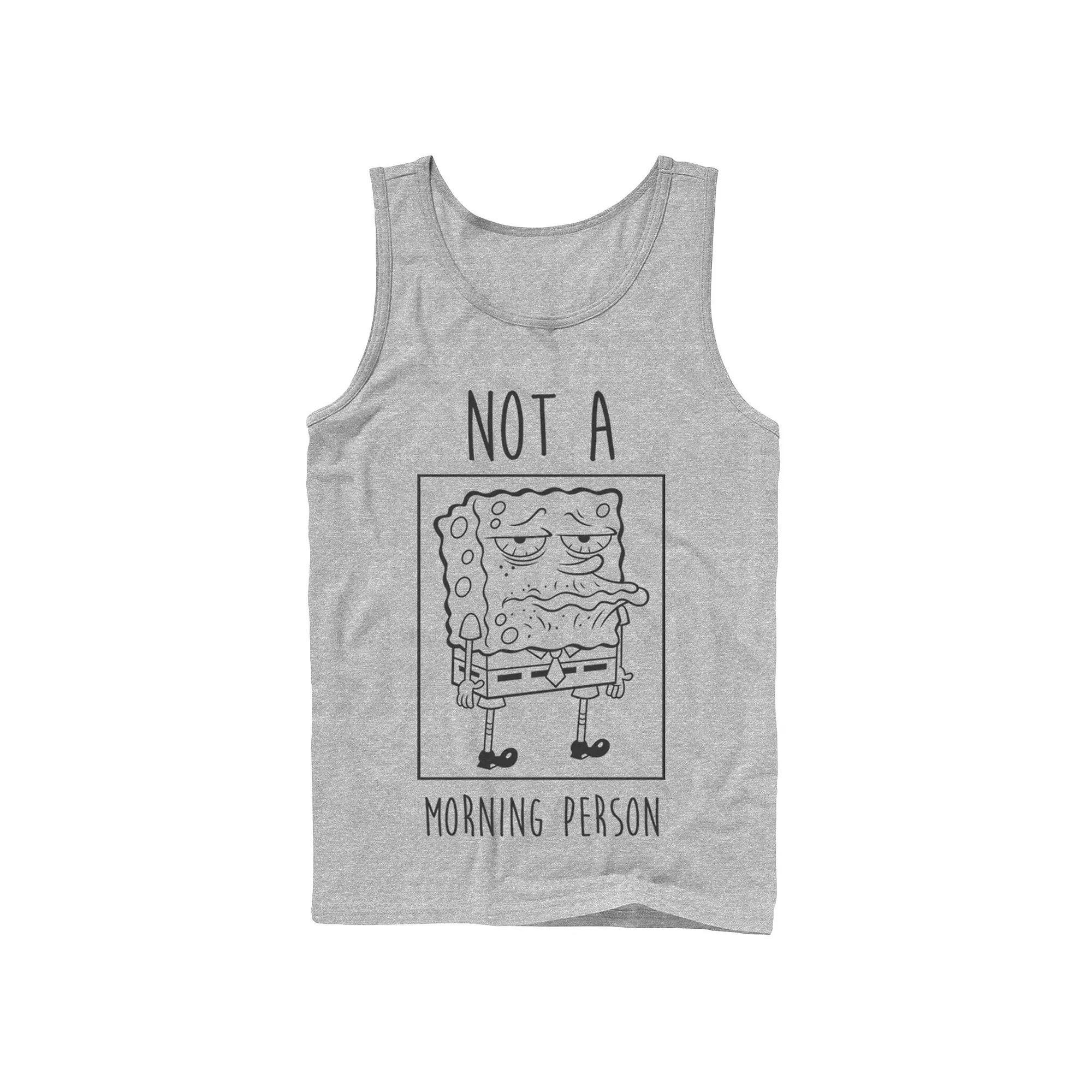 Mens Nickelodeon SpongeBob SquarePants Not A Morning Person Graphic Tank Top Athletic Grey Product Image