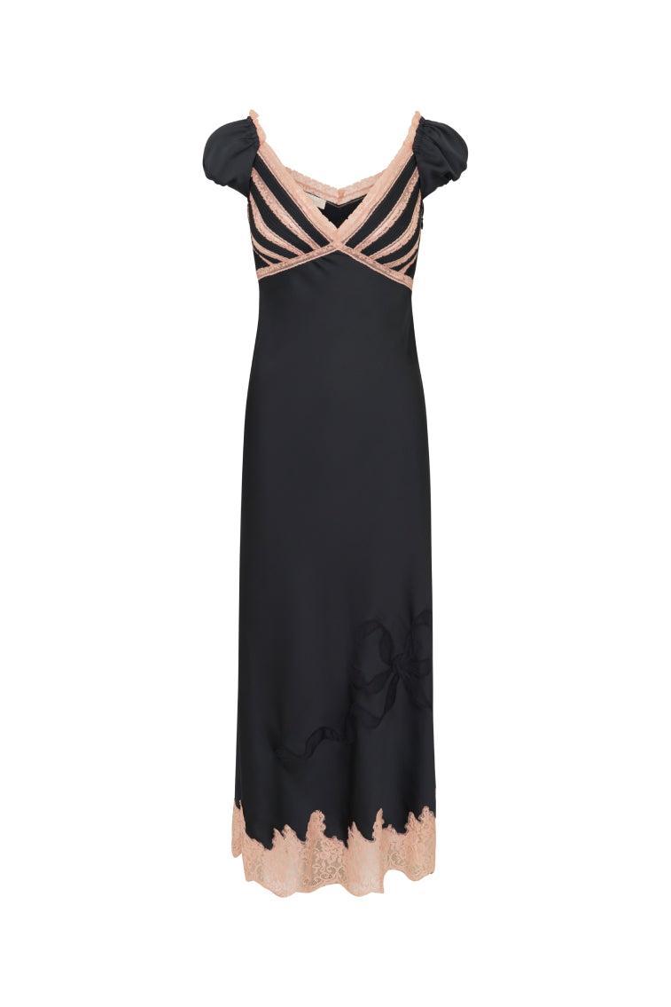 Brinkley Satin Midi Dress - BLACK Product Image