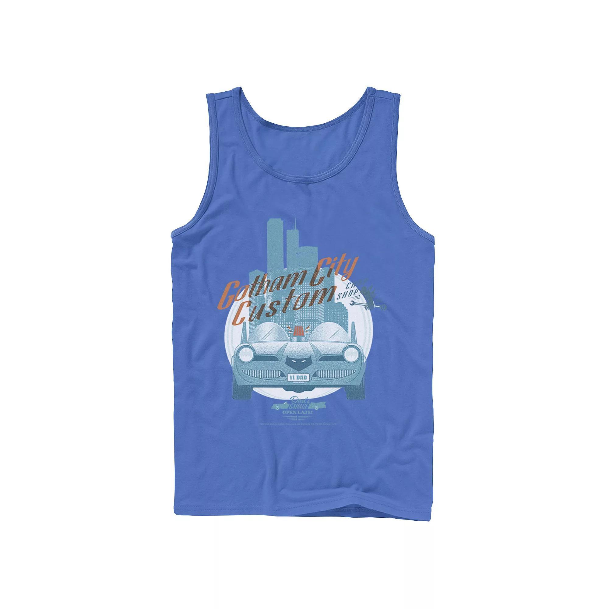 Men's DC Comics Gotham City Customs Shop Poster Tank Top, Size: Large, Athletic Grey Product Image
