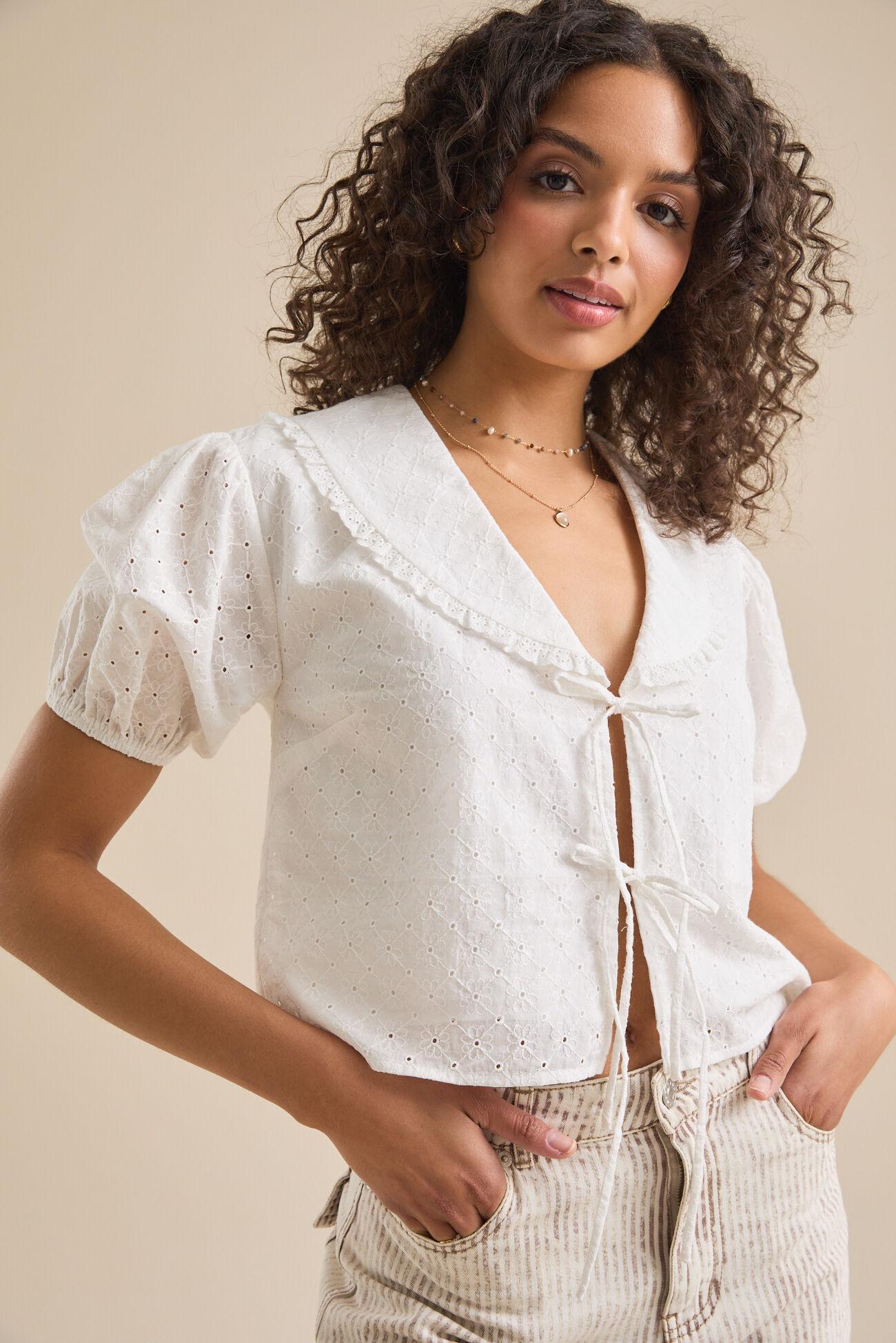 Bianca Tie Front Eyelet Top Product Image