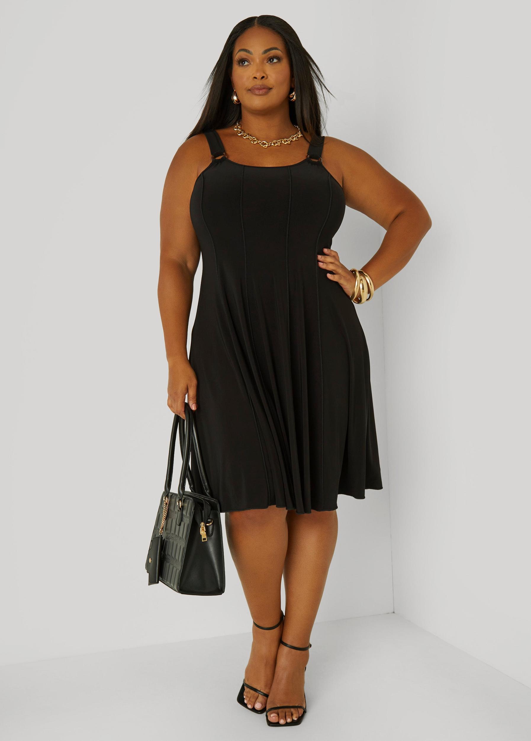 Ring Embellished Seamed Dress Product Image