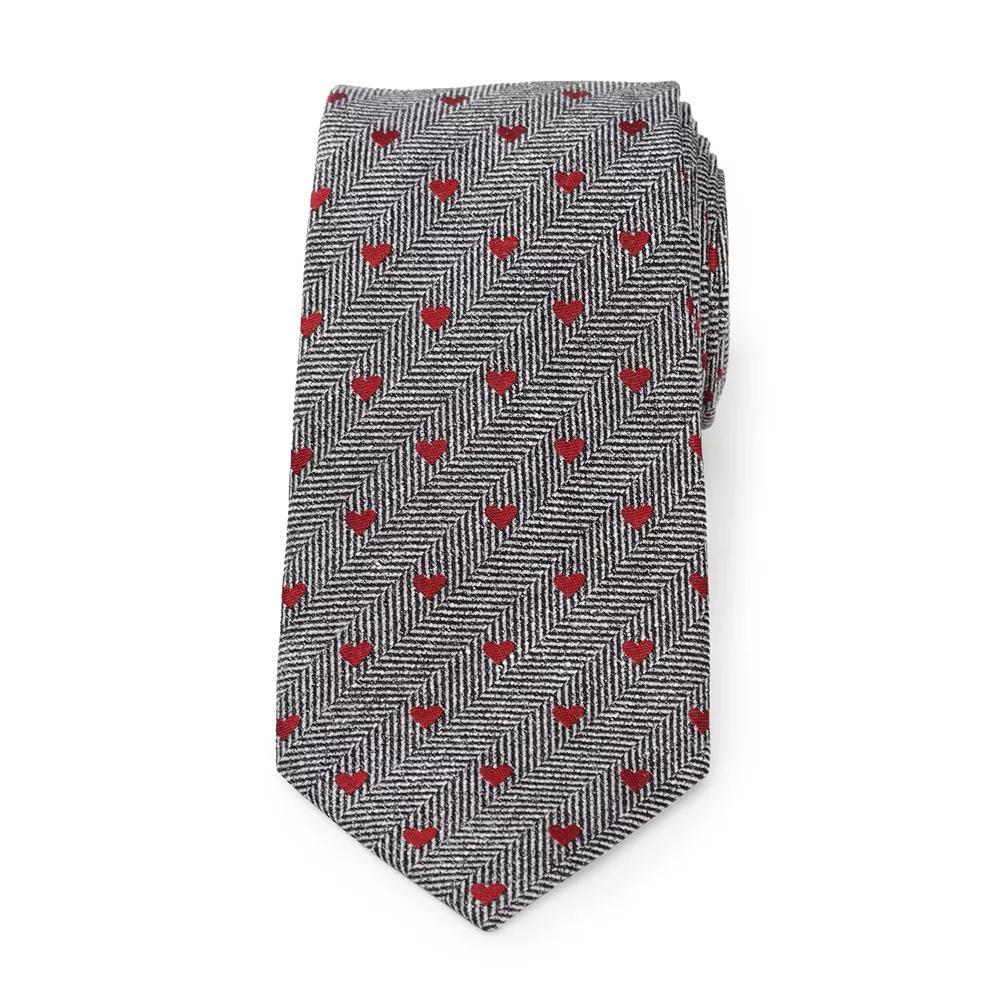 Men's Cuff Links, Inc. Herringbone Heart Tie, Black Product Image