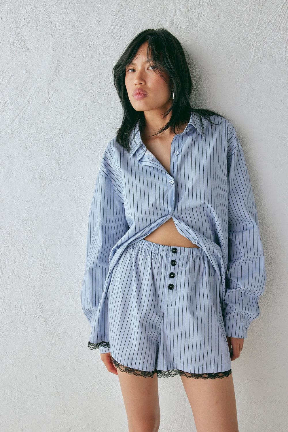 Ava Shorts Blue Stripe Product Image