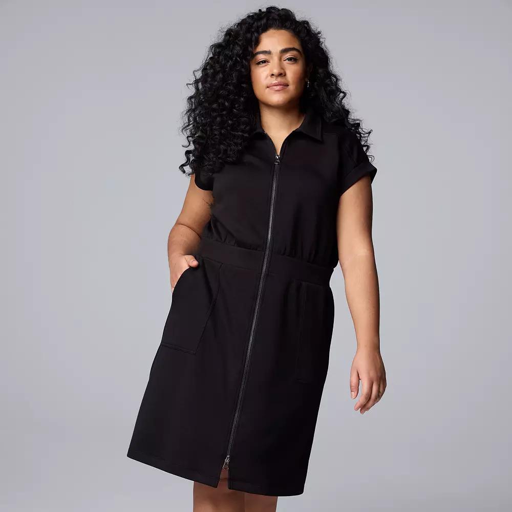 Plus Size Simply Vera Vera Wang Zip Front Midi Dress, Womens Product Image