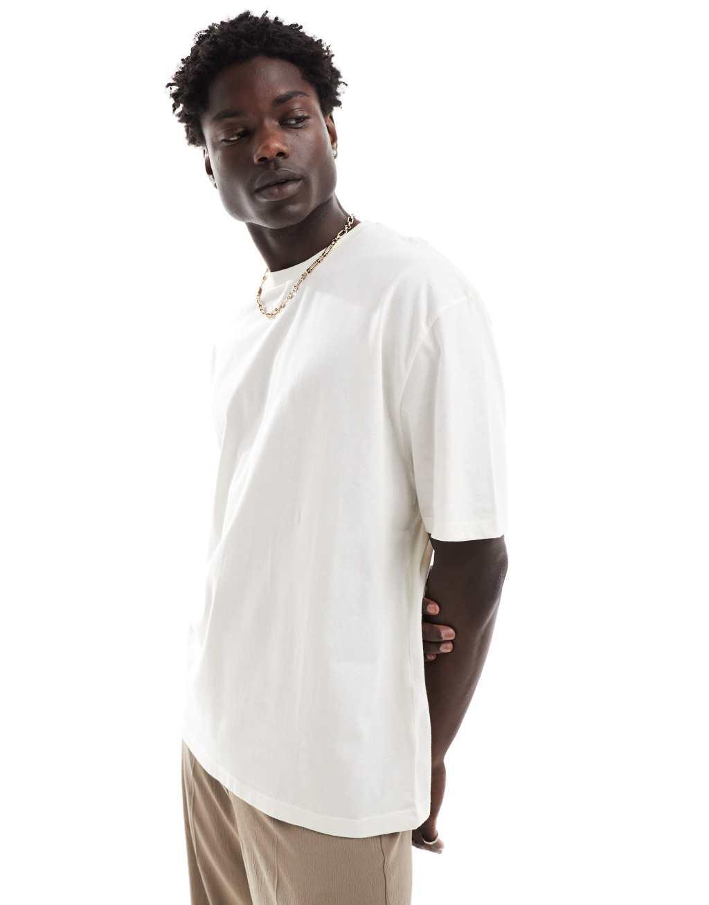 ASOS DESIGN oversized T-shirt in off white with renaissance back print Product Image