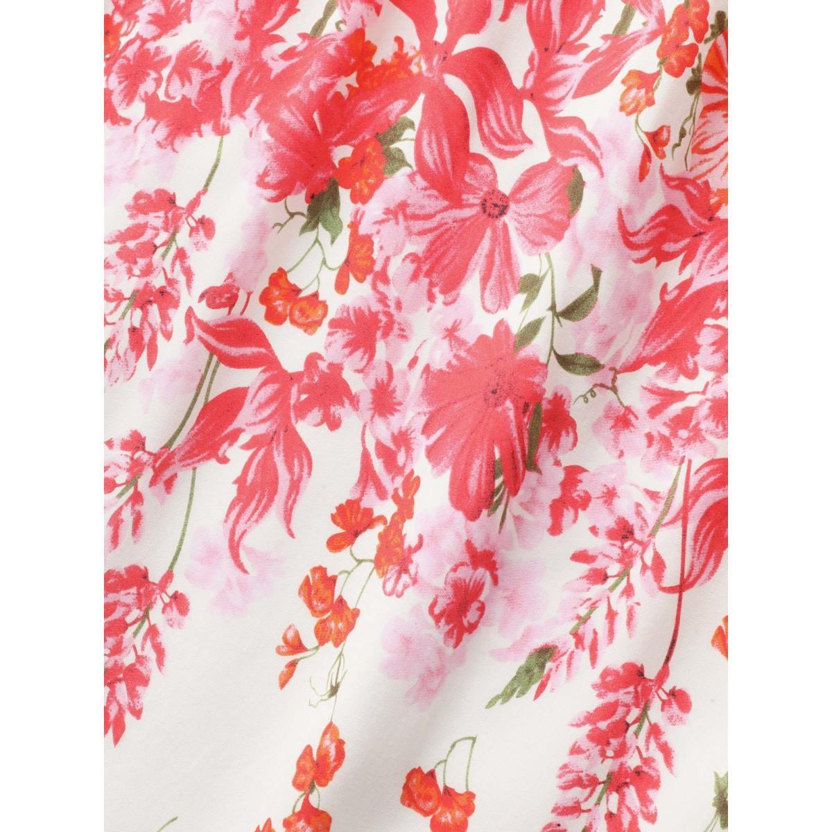 Plus Size Floral Print Cinched-Waist Midi Dress Rosered Women Round Neck Sleeveless Curvy BloomChic 14-16/1X Product Image