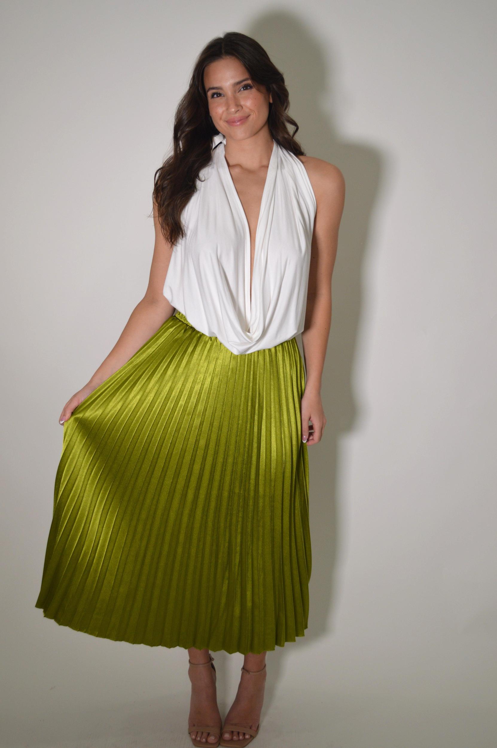 Satin Pleated Skirt Product Image