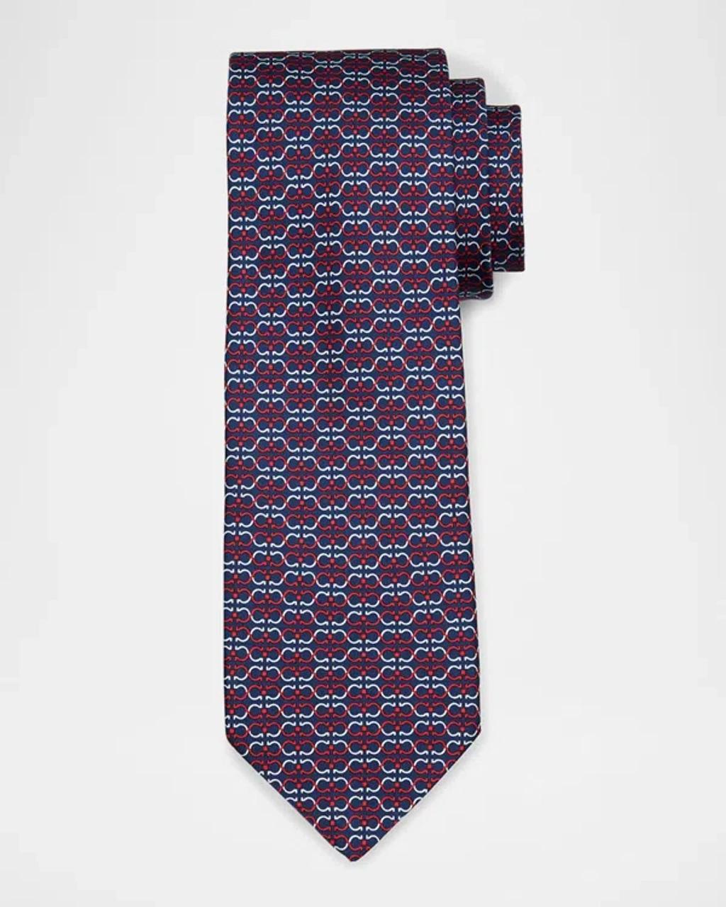 FERRAGAMO Men's Mirrored Gancini Tie In Purple Product Image