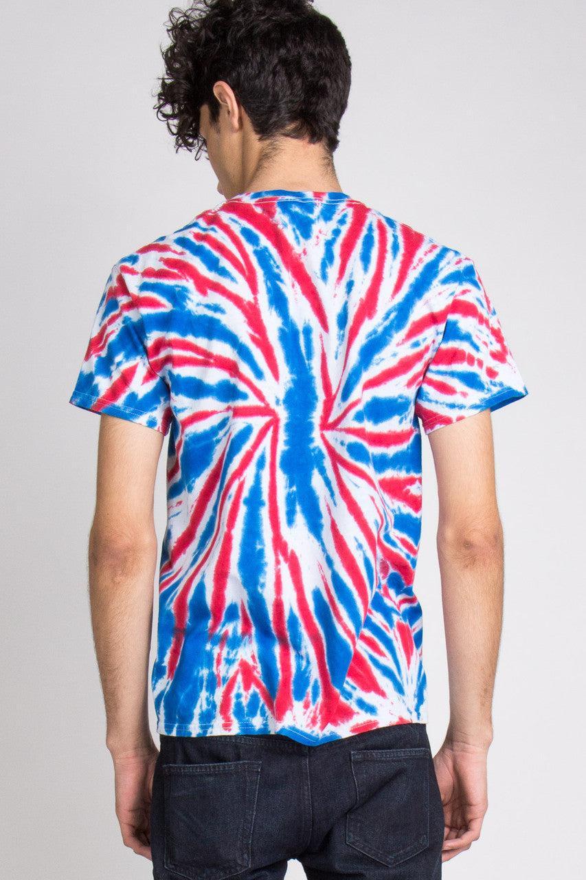 Red, White, & Blue Tie Dye Spiral Tee Product Image