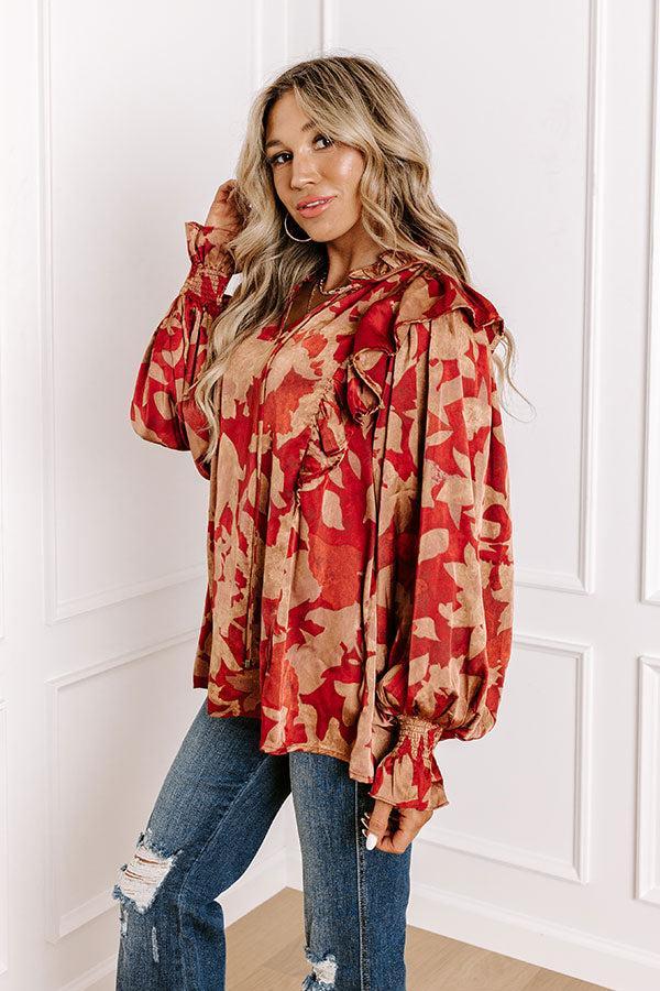 Set The Show Off Satin Ruffle Top Product Image