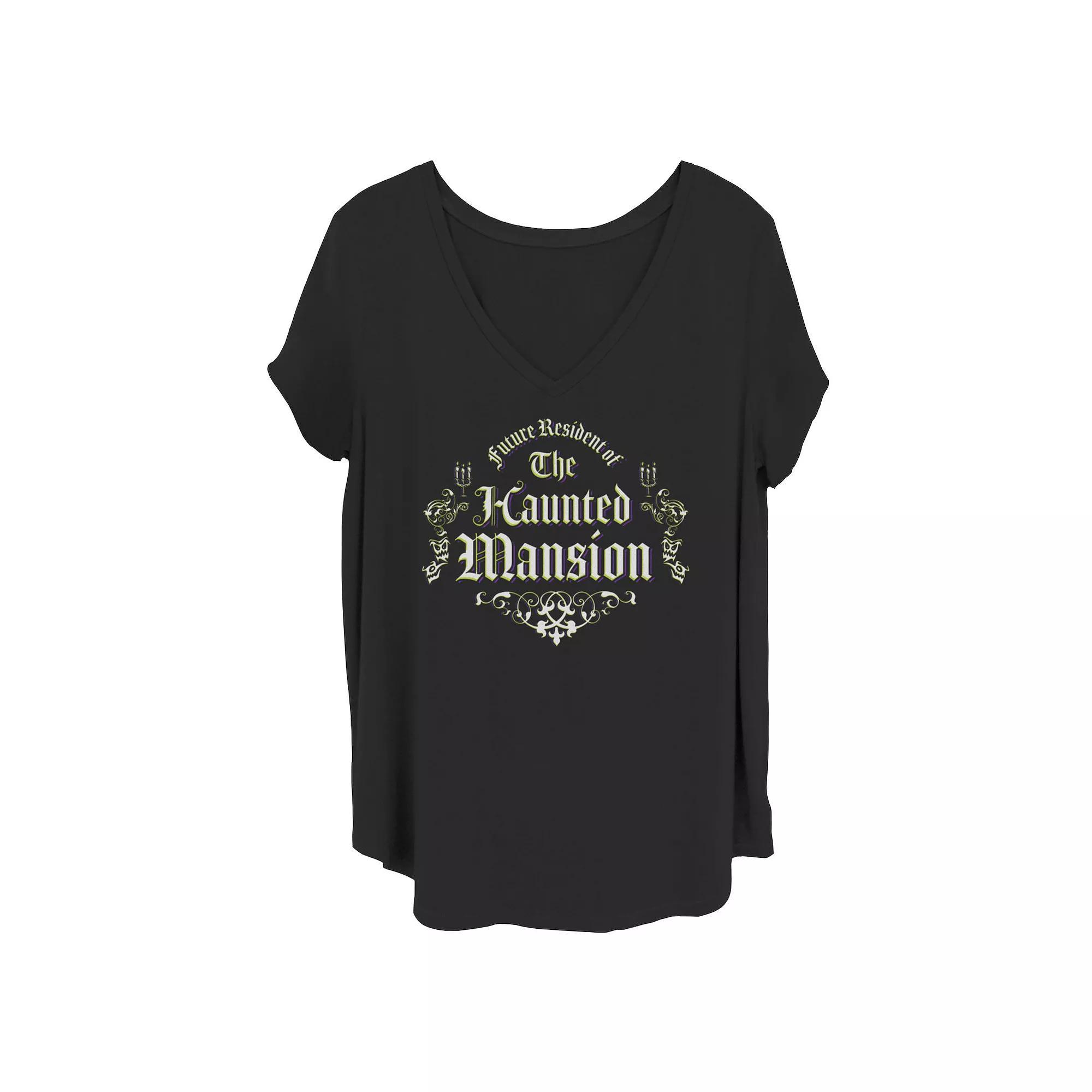 Disney's The Haunted Mansion Women's Future Resident V-Neck Tee, Girl's, Size: 1XL, Black Product Image