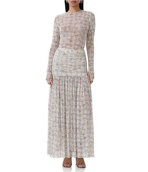 AFRM Val Lace Plaid Ruched Mesh Pleated Coordinating Skirt Product Image