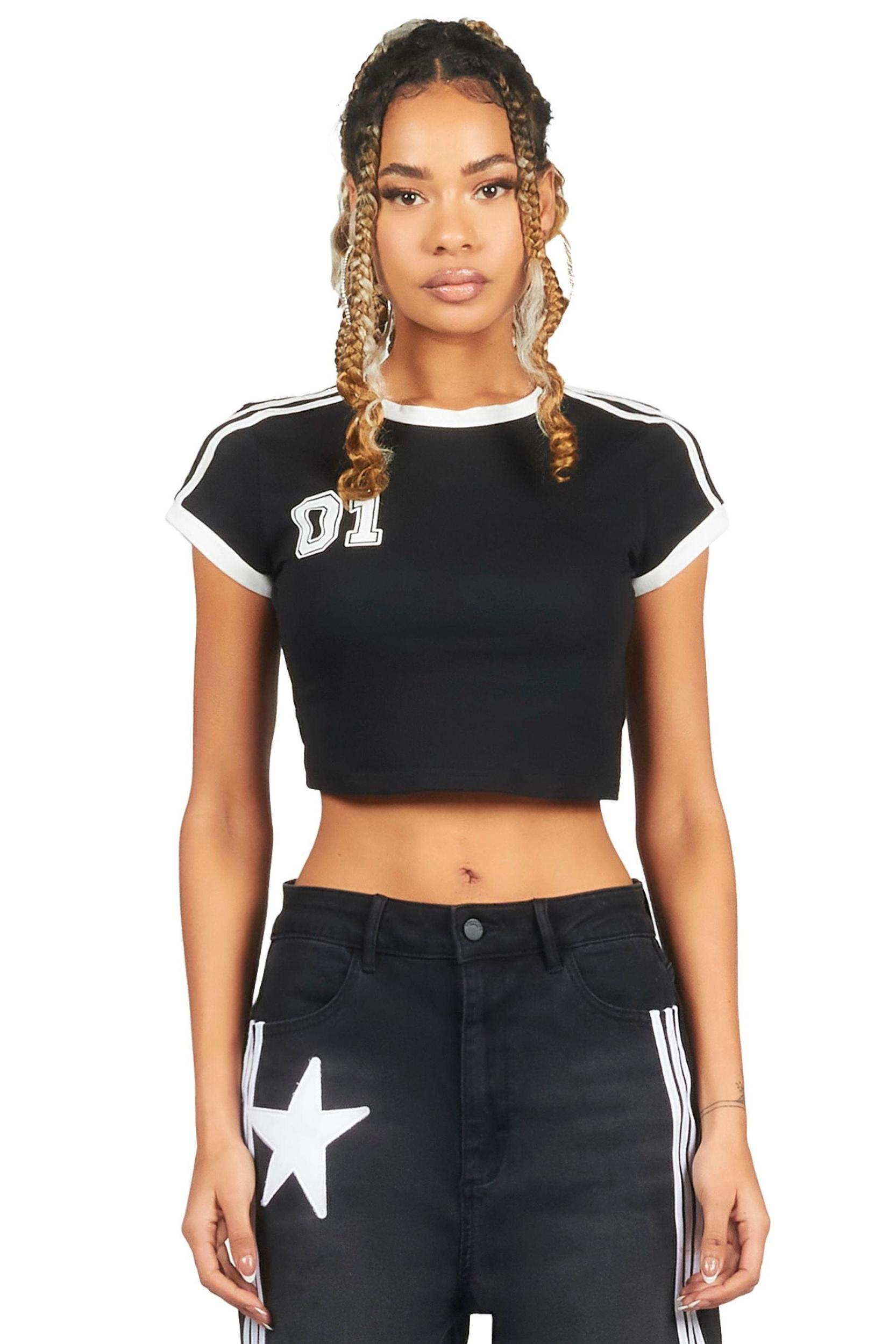 Jeanine Black Crop T-Shirt Female Product Image