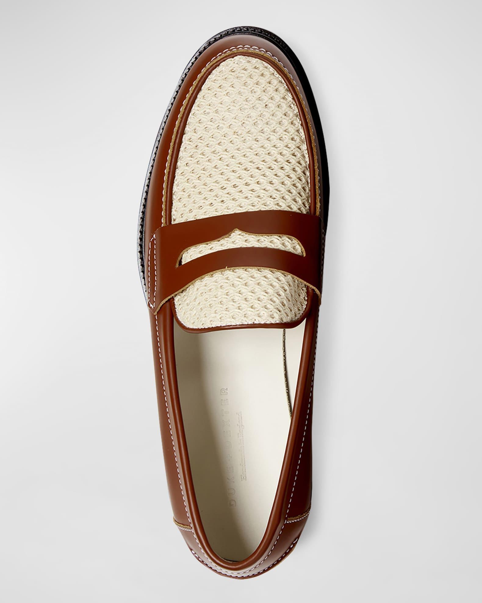 Men's Wilde Rattan and Leather Penny Loafers Product Image