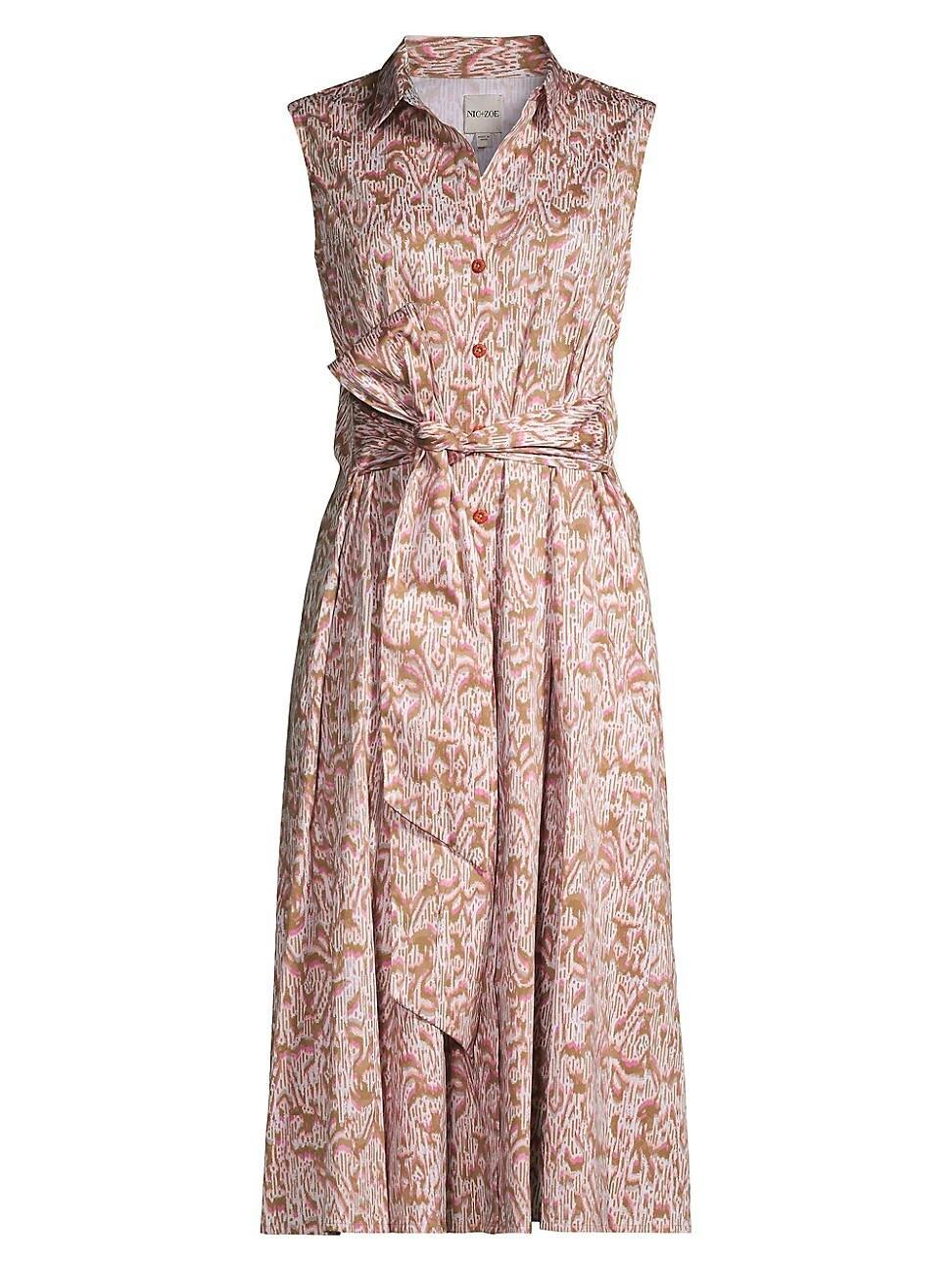 NIC+ZOE Abstract Animal Shirt Dress (Neutral ) Women's Dress Product Image