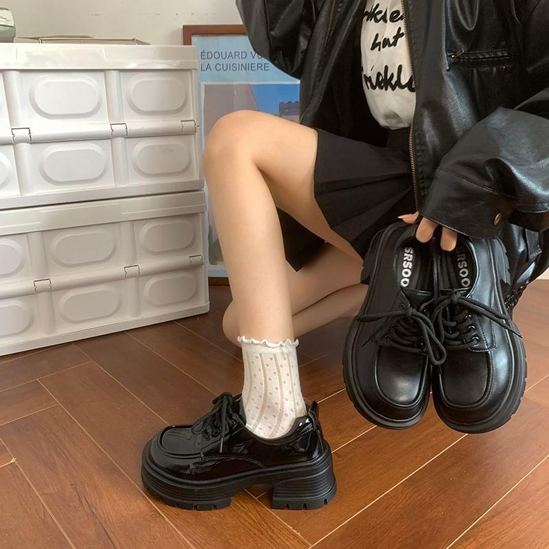 Lace-Up Platform Derby Shoes Product Image
