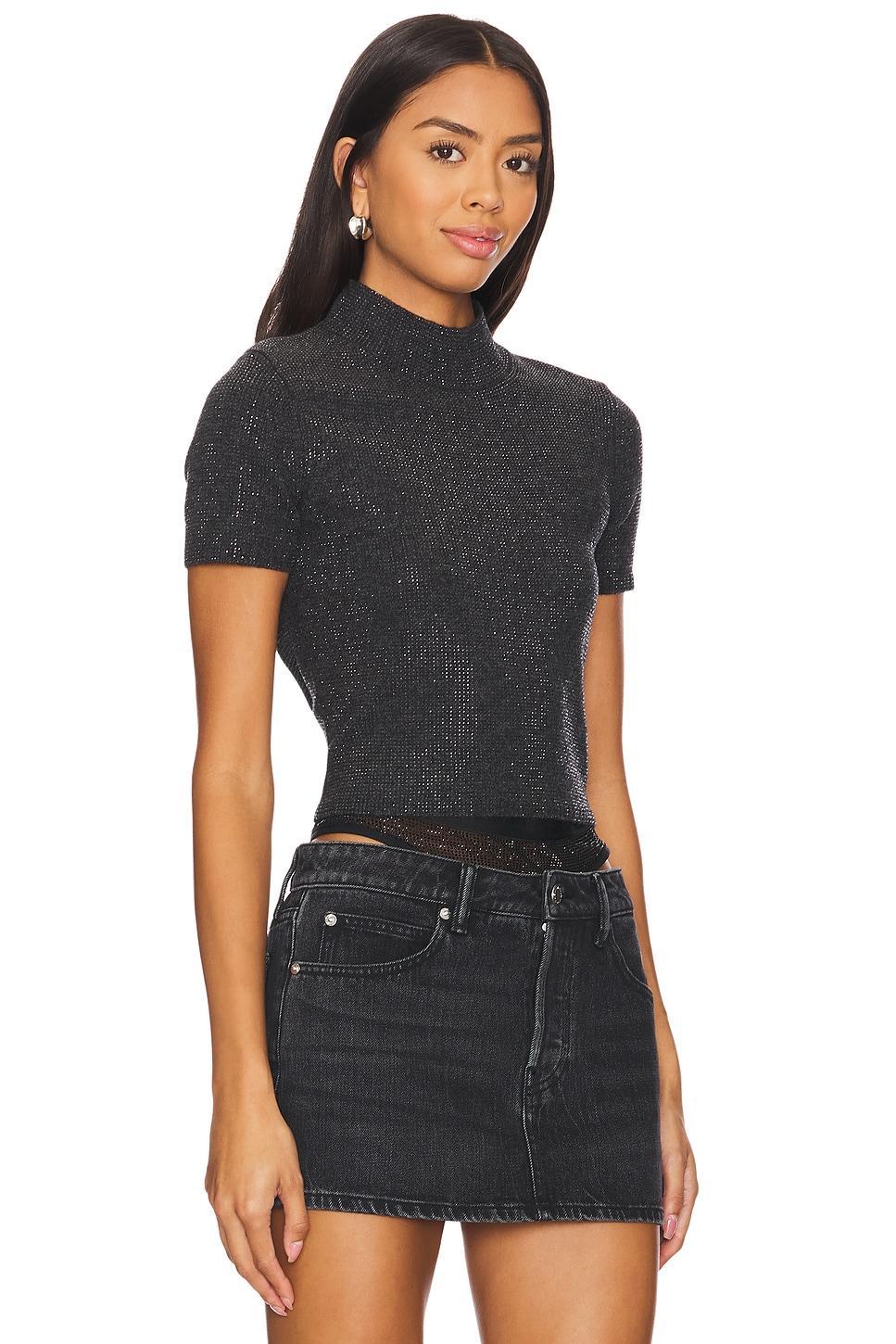 Mock Neck Tee With All Over Hotfix Crystal Alexander Wang Product Image