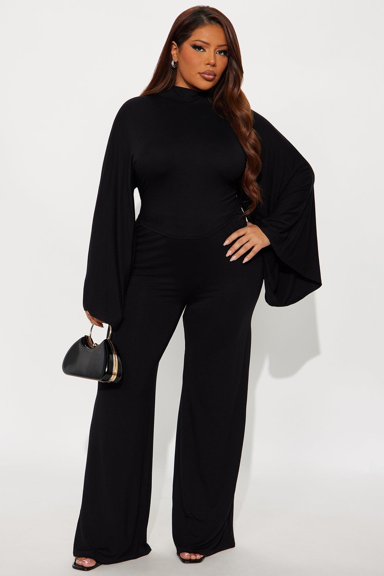 Haiden Wide Sleeve Pant Set - Black Product Image