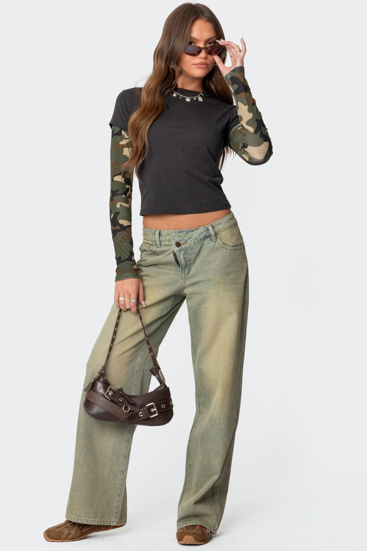 Camo Layered Long Sleeve T Shirt Product Image