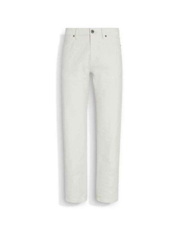 ZEGNA White Rinse-washed Stretch Cotton Roccia Jeans Product Image
