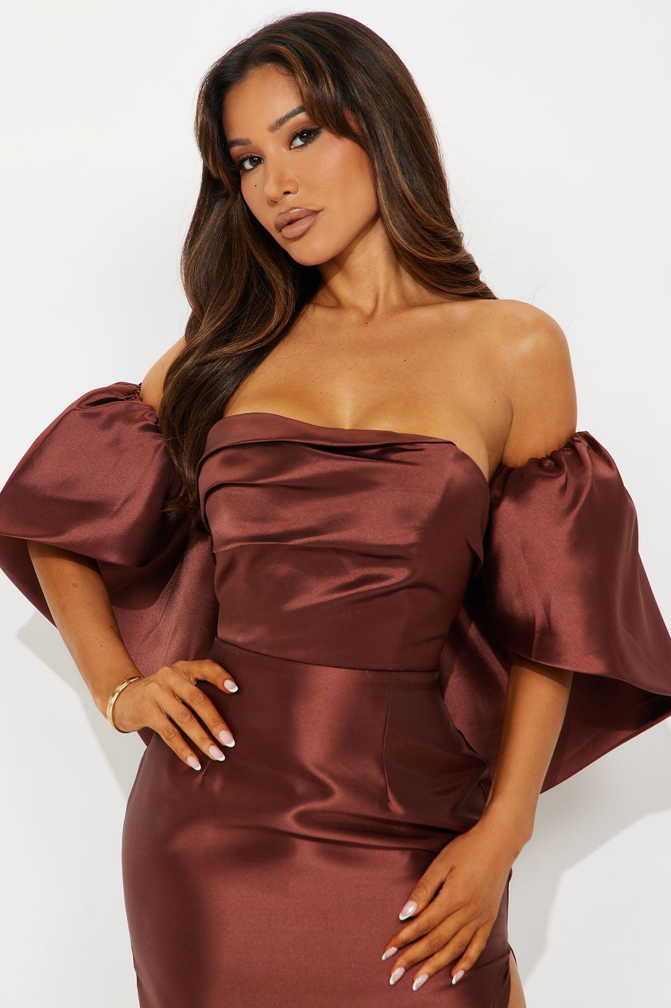 Show Stopper Strapless Gown - Chocolate Product Image