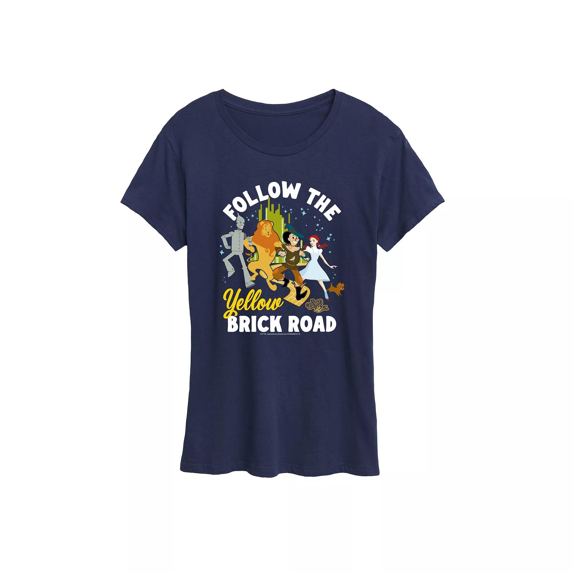 Womens Wizard Of Oz Yellow Brick Road Graphic Tee Blue Product Image
