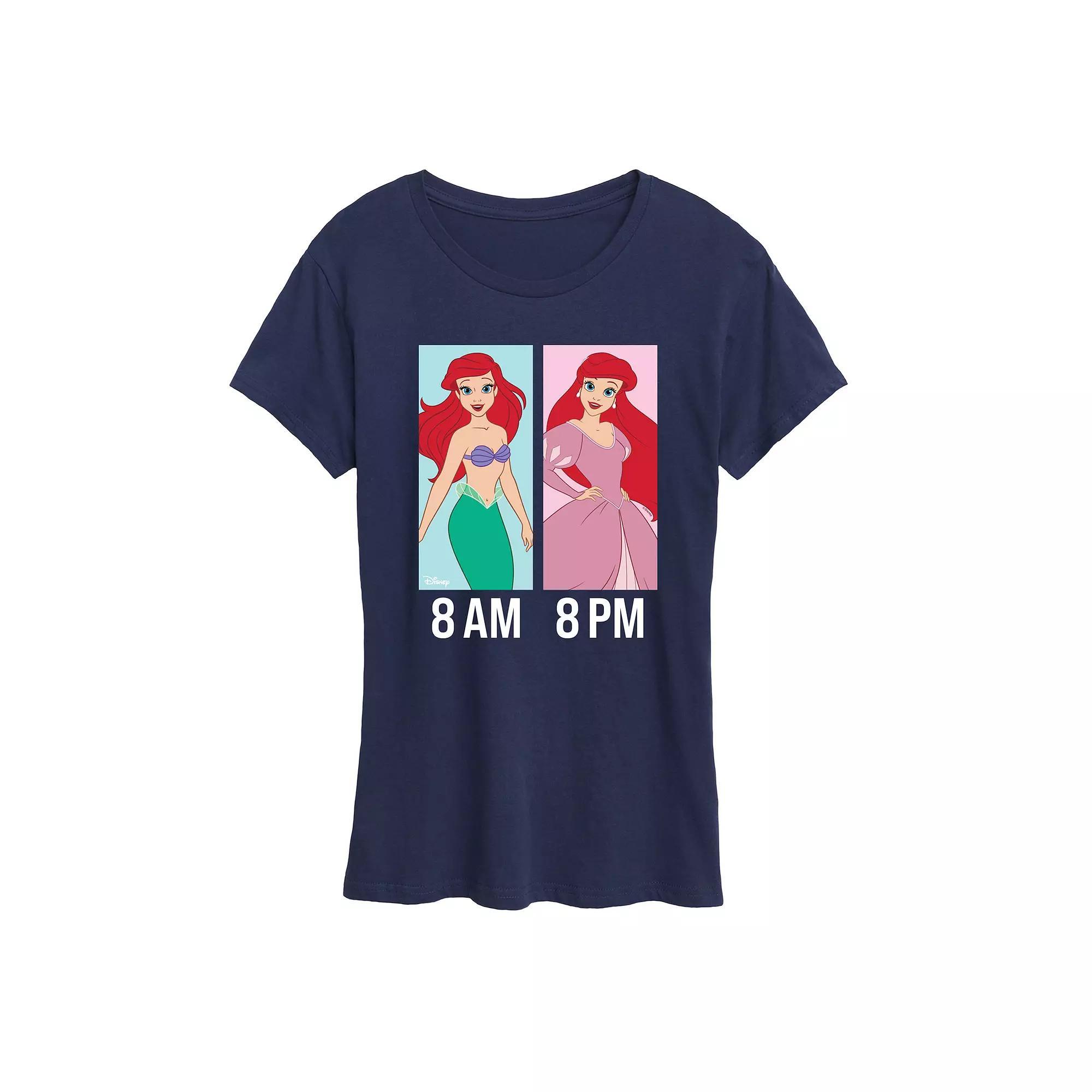 Disney Princess Ariel Womens AM to PM Graphic Tee Grey Royal Blue Product Image