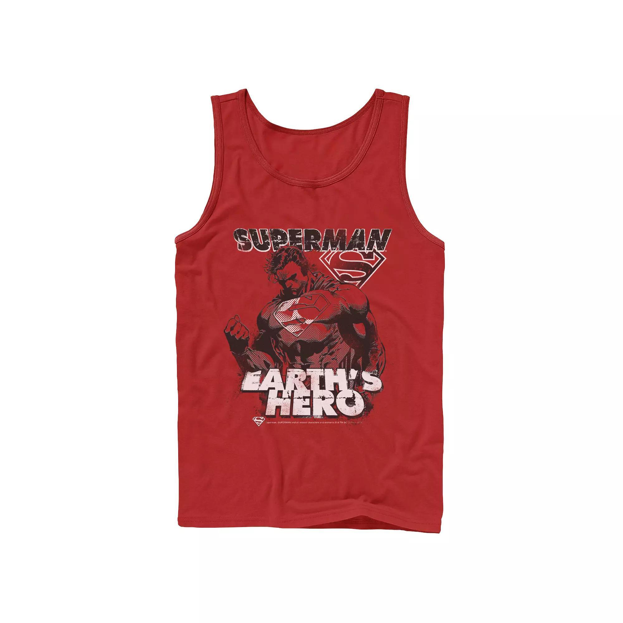 Men's DC Comics Superman Earth's Hero Sketched Poster Tank Top, Size: XL, Grey Product Image