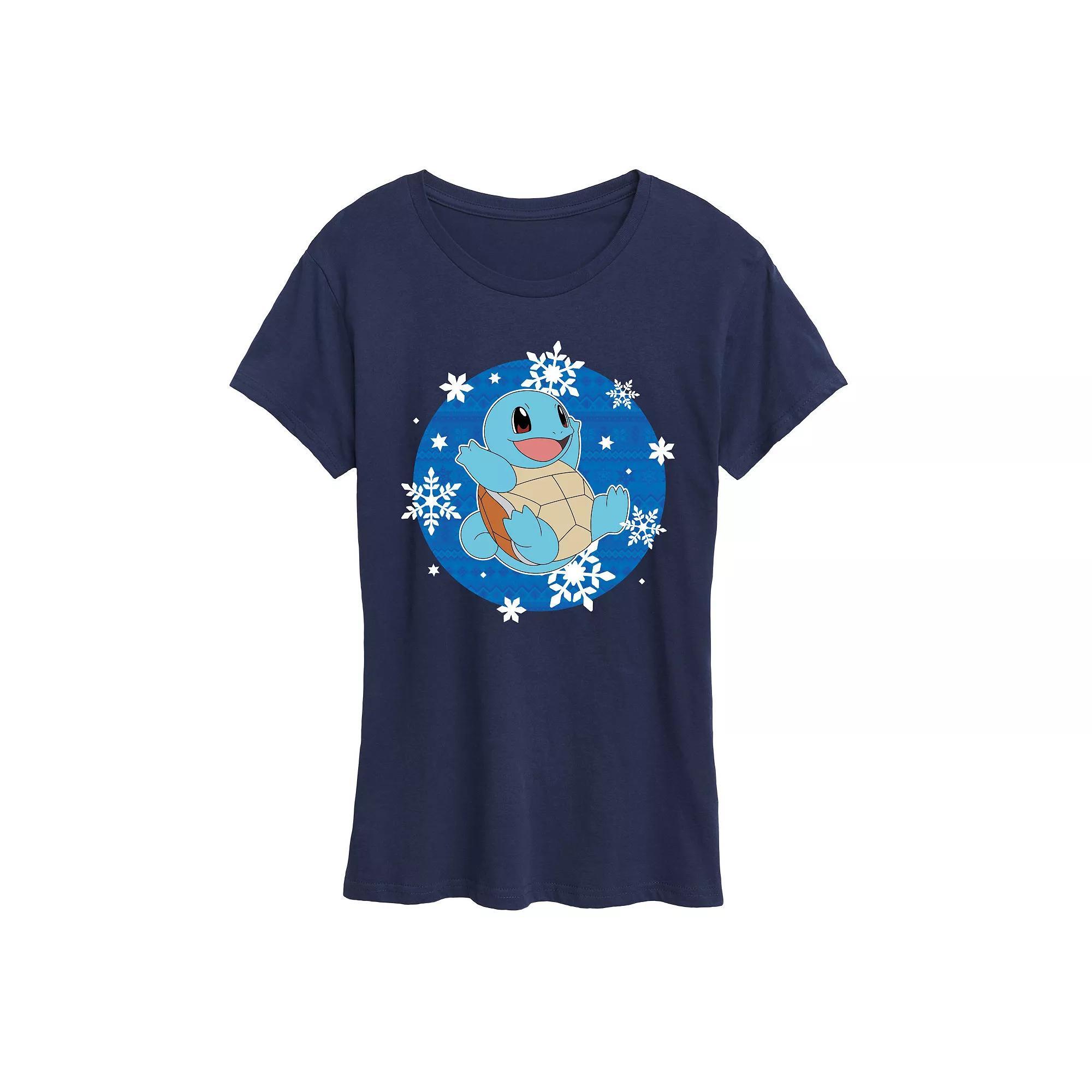 Womens Pokemon Squirtle Snowflake Graphic Tee Product Image